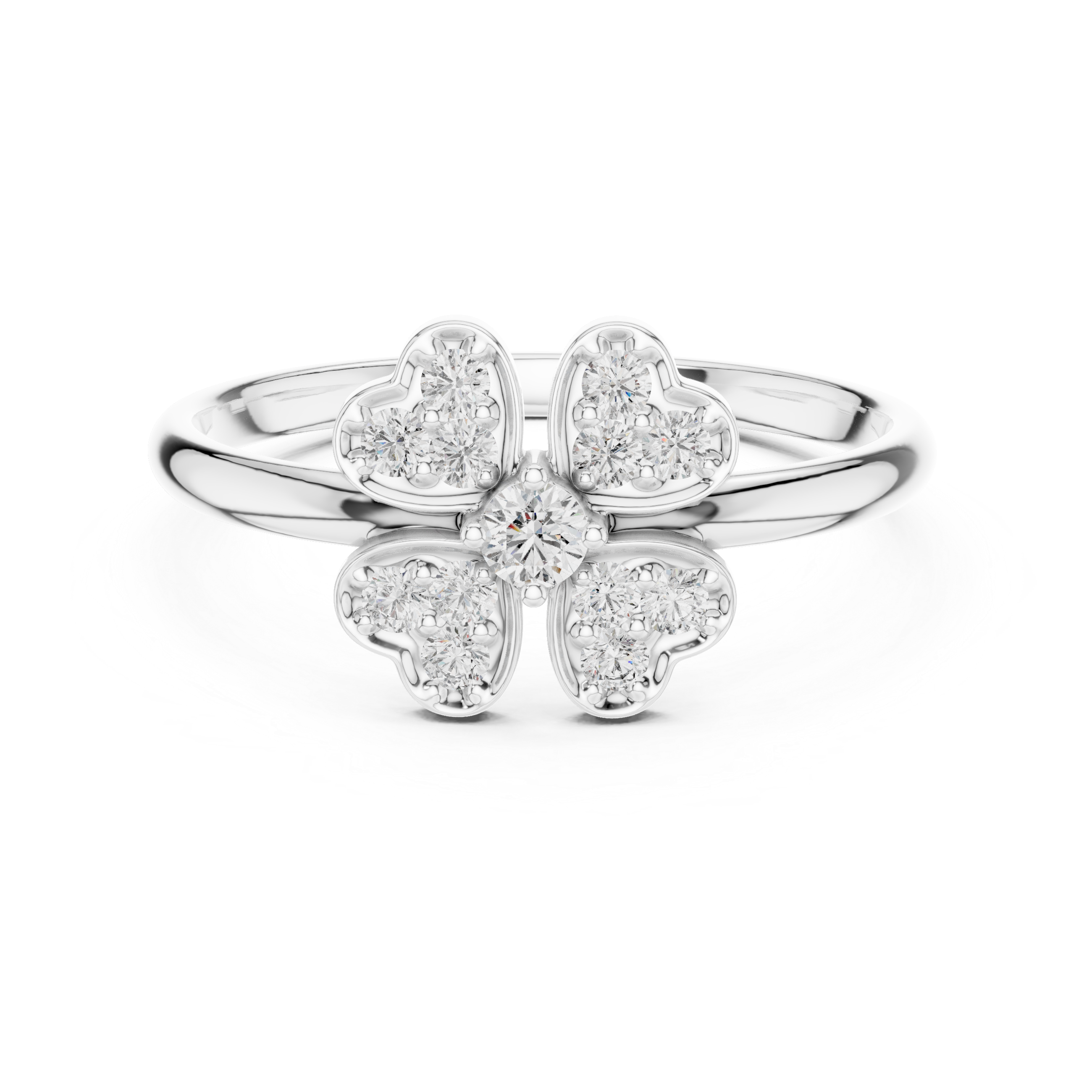 Four-Leaf Floral Lab-Grown Diamond Ring