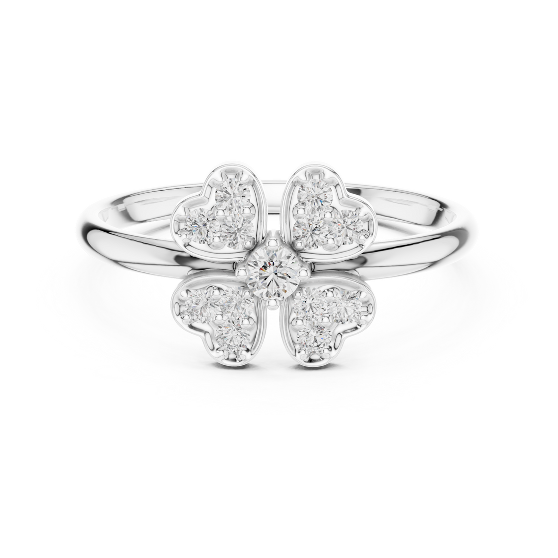Four-Leaf Floral Lab-Grown Diamond Ring