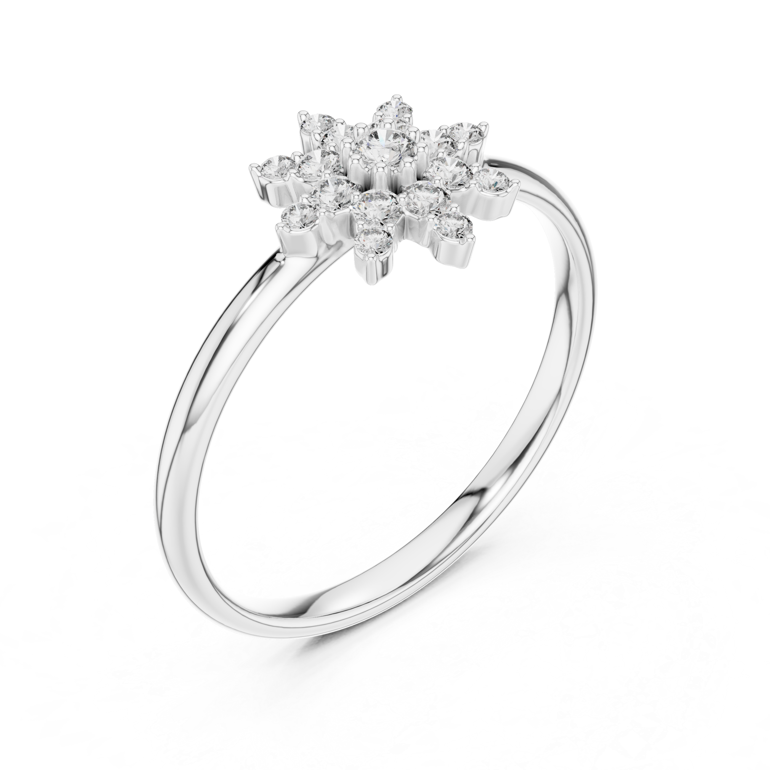Snowflake Floral Cluster Lab-Grown Diamond Ring