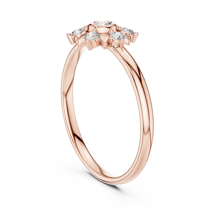 Floral Lab-Grown Diamond Ring in 14K/18K Gold | Kiashaa Jewellery