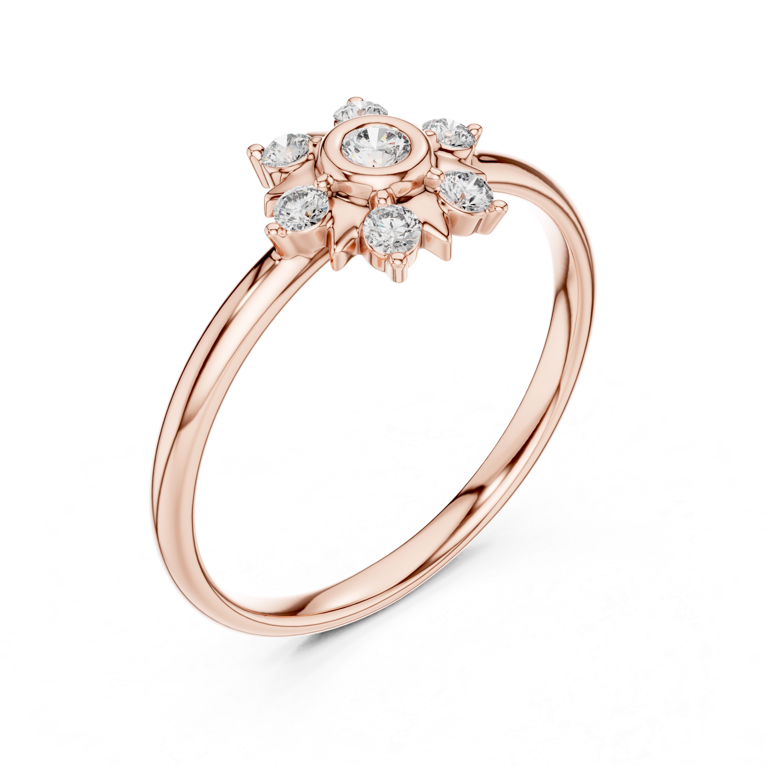 Floral Lab-Grown Diamond Ring in 14K/18K Gold | Kiashaa Jewellery