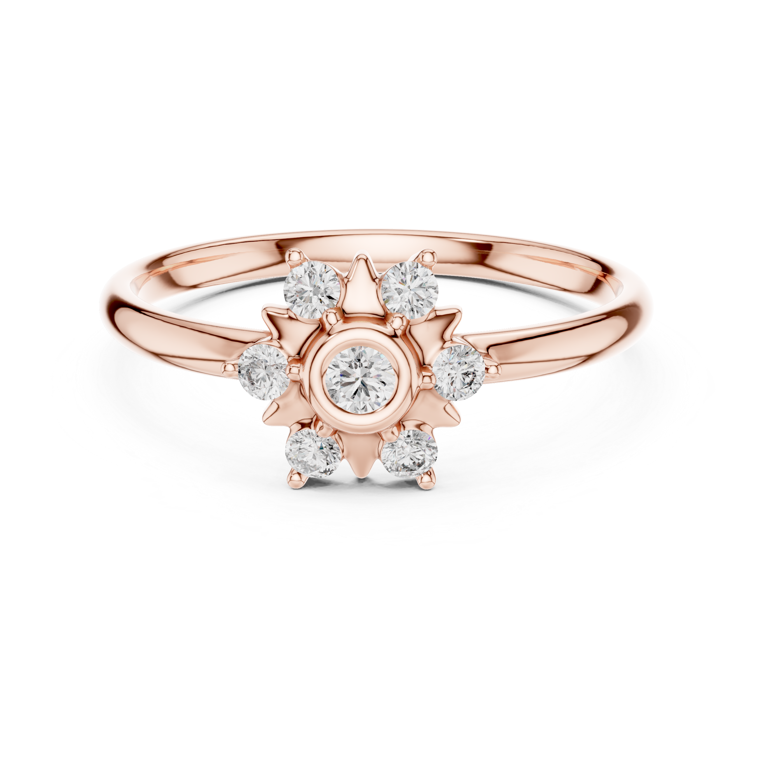 Floral Lab-Grown Diamond Ring in 14K/18K Gold | Kiashaa Jewellery