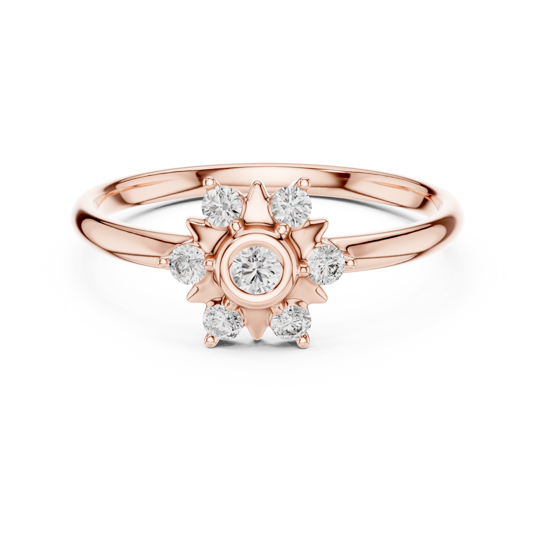 Floral Lab-Grown Diamond Ring in 14K/18K Gold | Kiashaa Jewellery