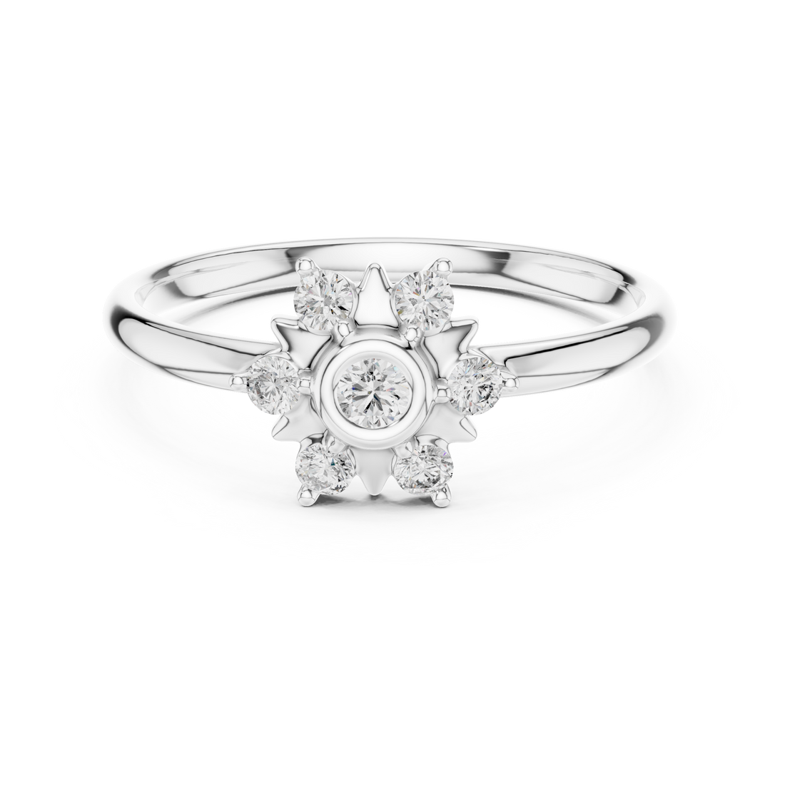 Floral Lab-Grown Diamond Ring in 14K/18K Gold | Kiashaa Jewellery