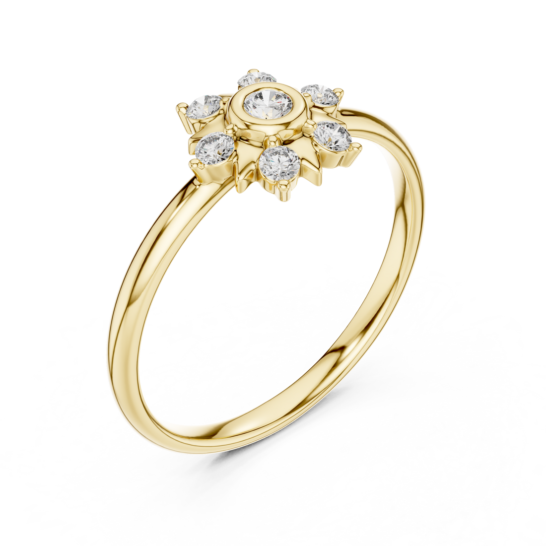Floral Lab-Grown Diamond Ring in 14K/18K Gold | Kiashaa Jewellery