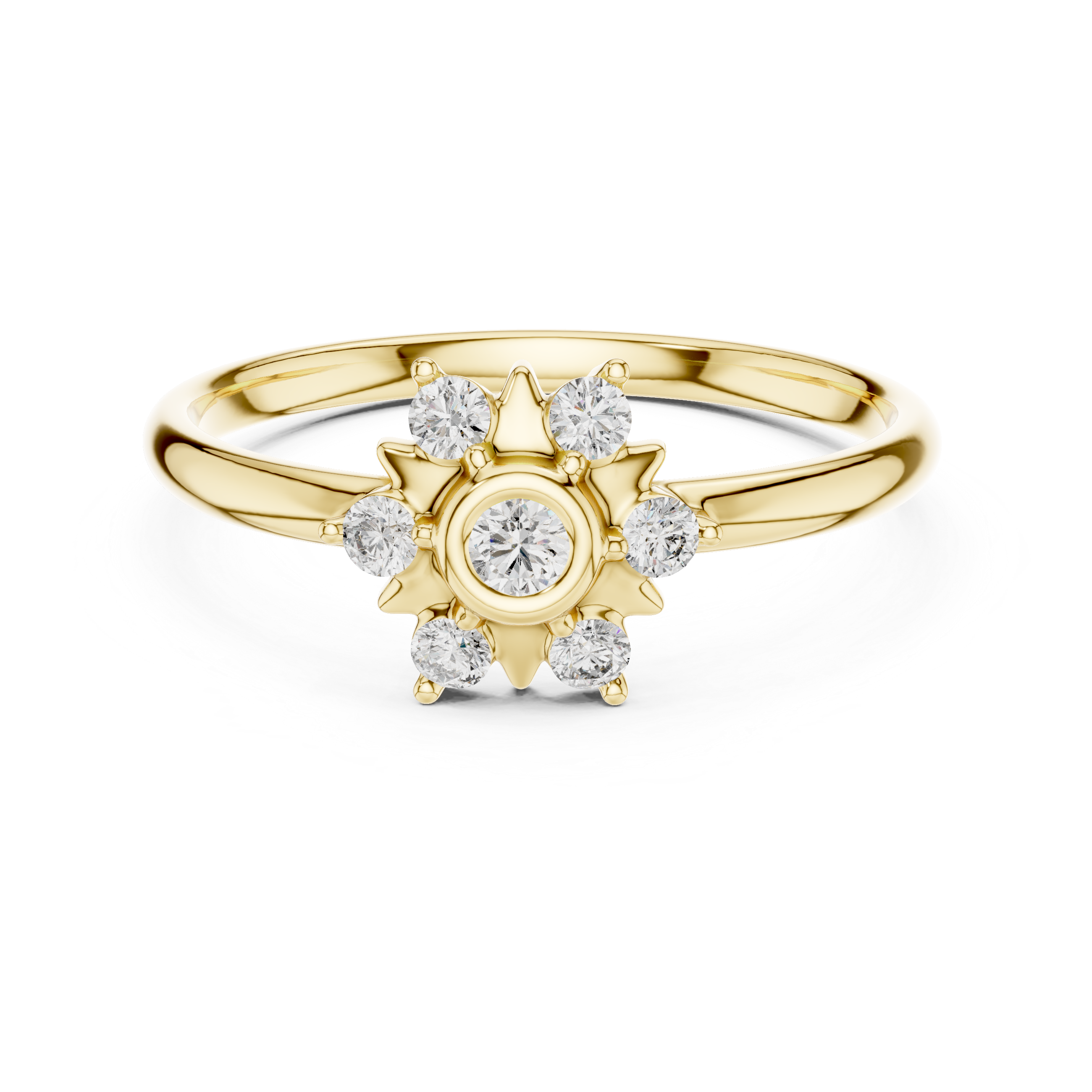 Floral Lab-Grown Diamond Ring in 14K/18K Gold | Kiashaa Jewellery