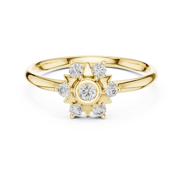 Floral Lab-Grown Diamond Ring in 14K/18K Gold | Kiashaa Jewellery