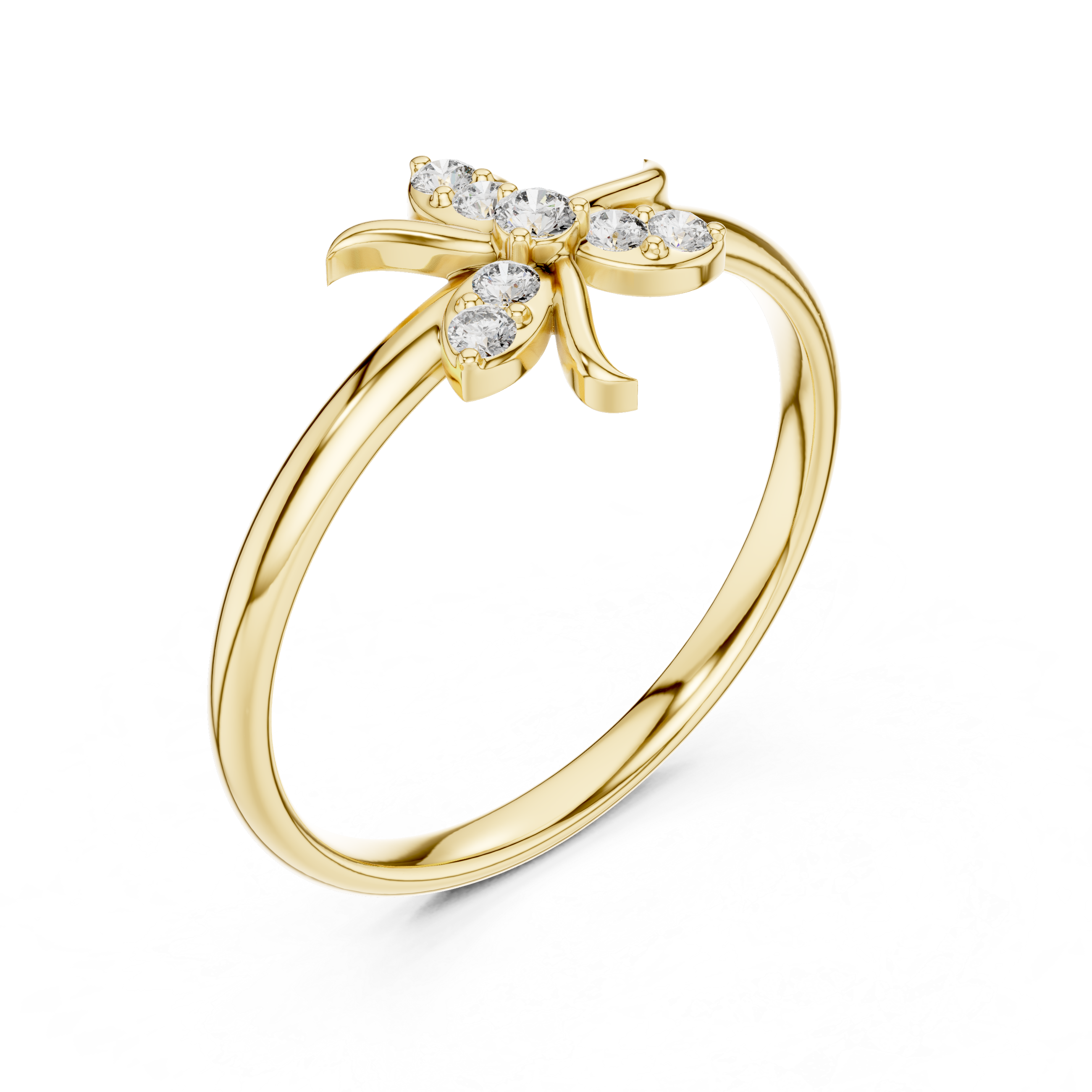 Elegant Bow Lab-Grown Diamond Ring in 14K/18K Gold | Kiashaa Jewellery