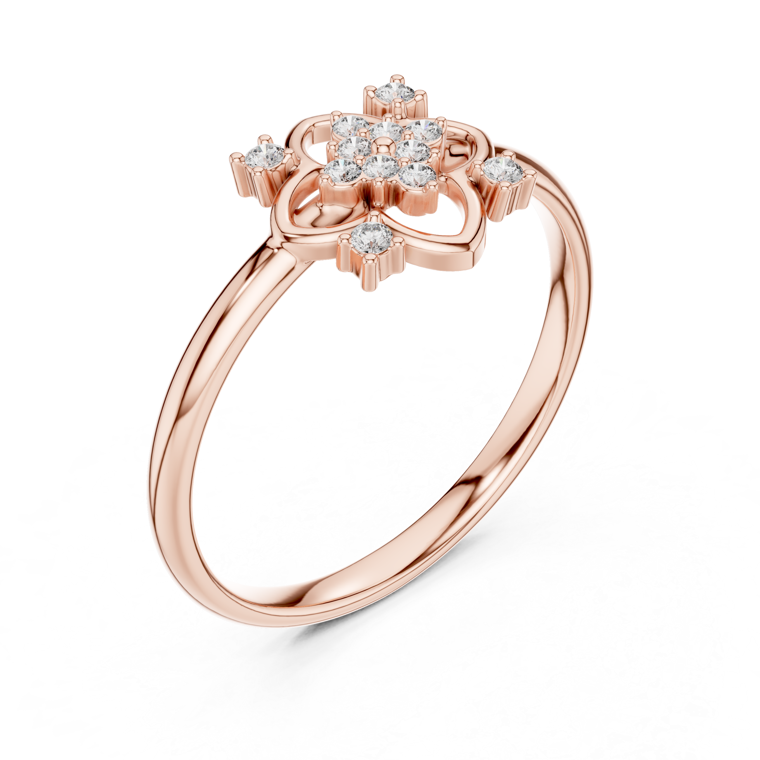 Floral Cluster Lab-Grown Diamond Ring in 14K/18K Gold | Kiashaa Jewellery