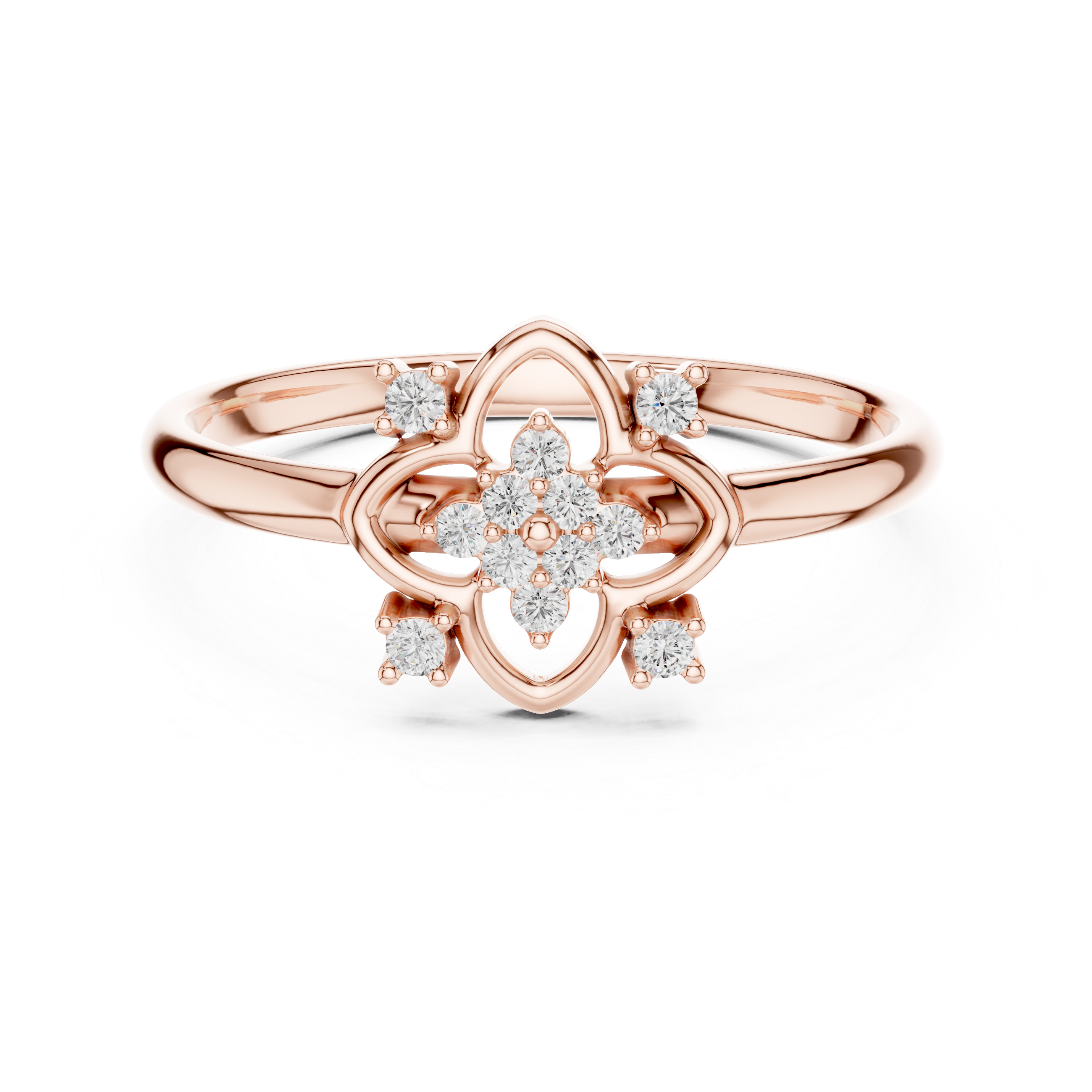 Floral Cluster Lab-Grown Diamond Ring in 14K/18K Gold | Kiashaa Jewellery