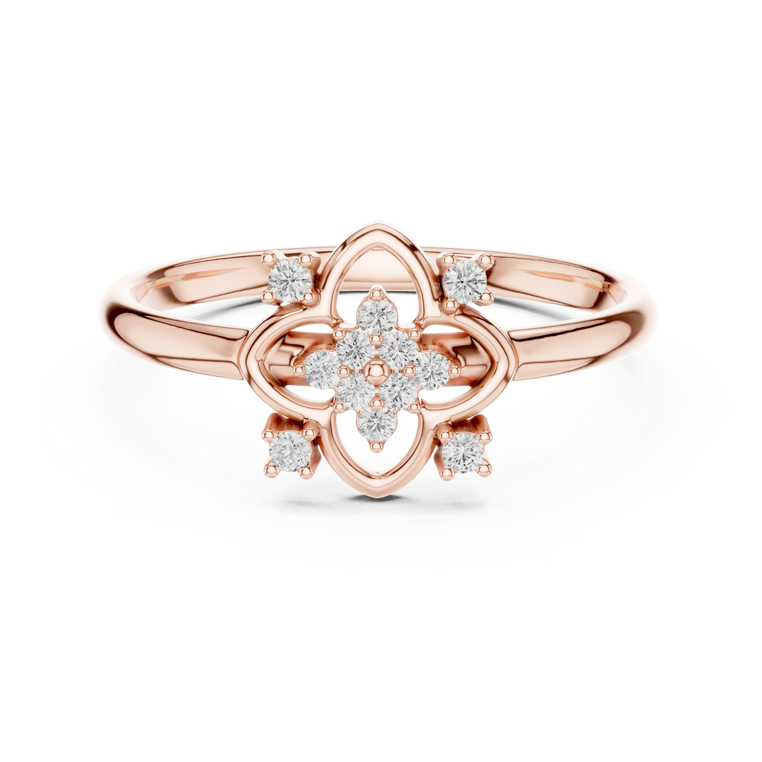 Floral Cluster Lab-Grown Diamond Ring in 14K/18K Gold | Kiashaa Jewellery