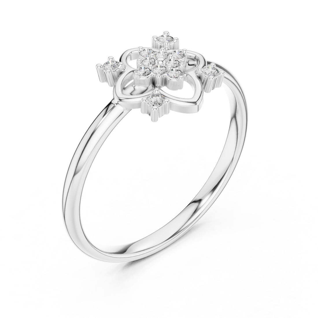 Floral Cluster Lab-Grown Diamond Ring in 14K/18K Gold | Kiashaa Jewellery