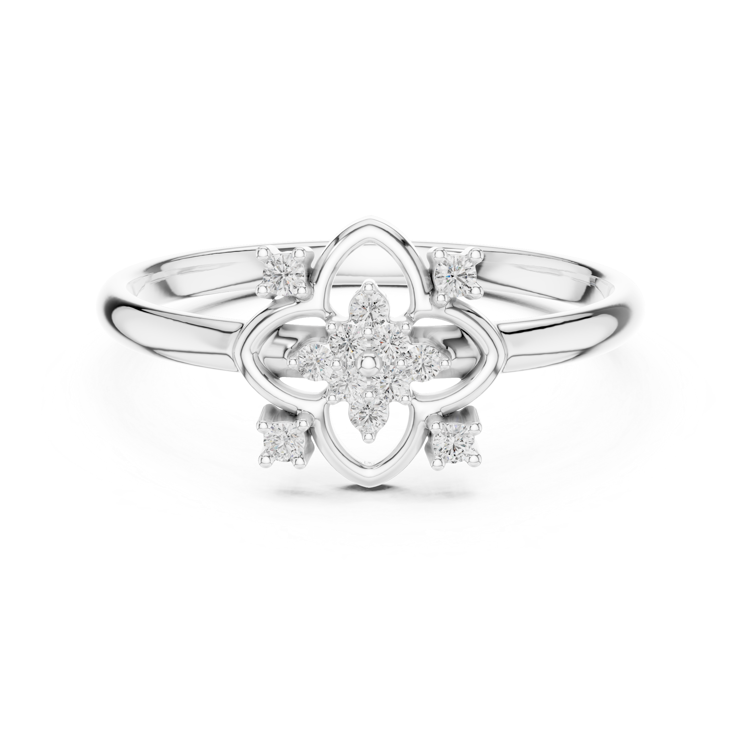 Floral Cluster Lab-Grown Diamond Ring in 14K/18K Gold | Kiashaa Jewellery