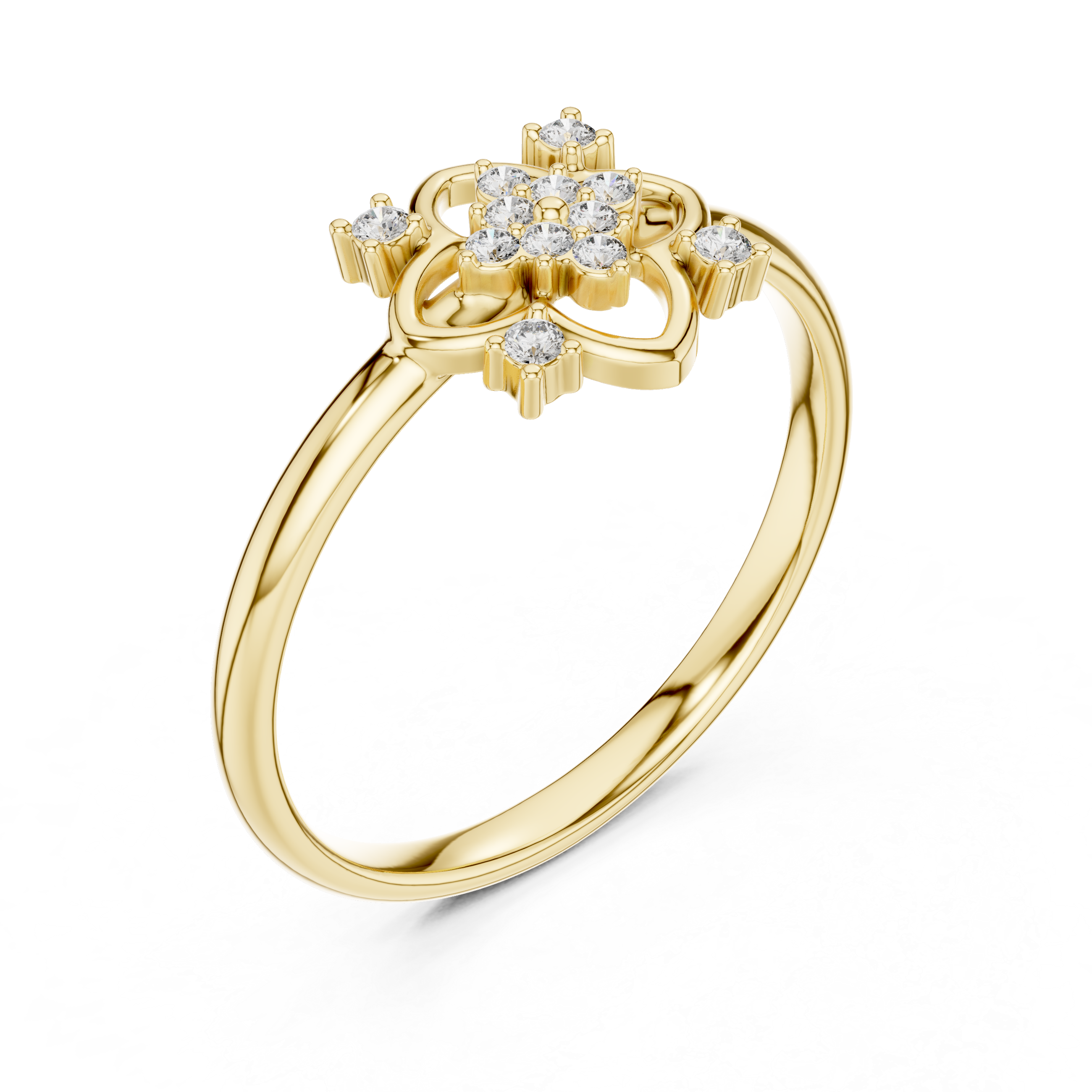 Floral Cluster Lab-Grown Diamond Ring in 14K/18K Gold | Kiashaa Jewellery