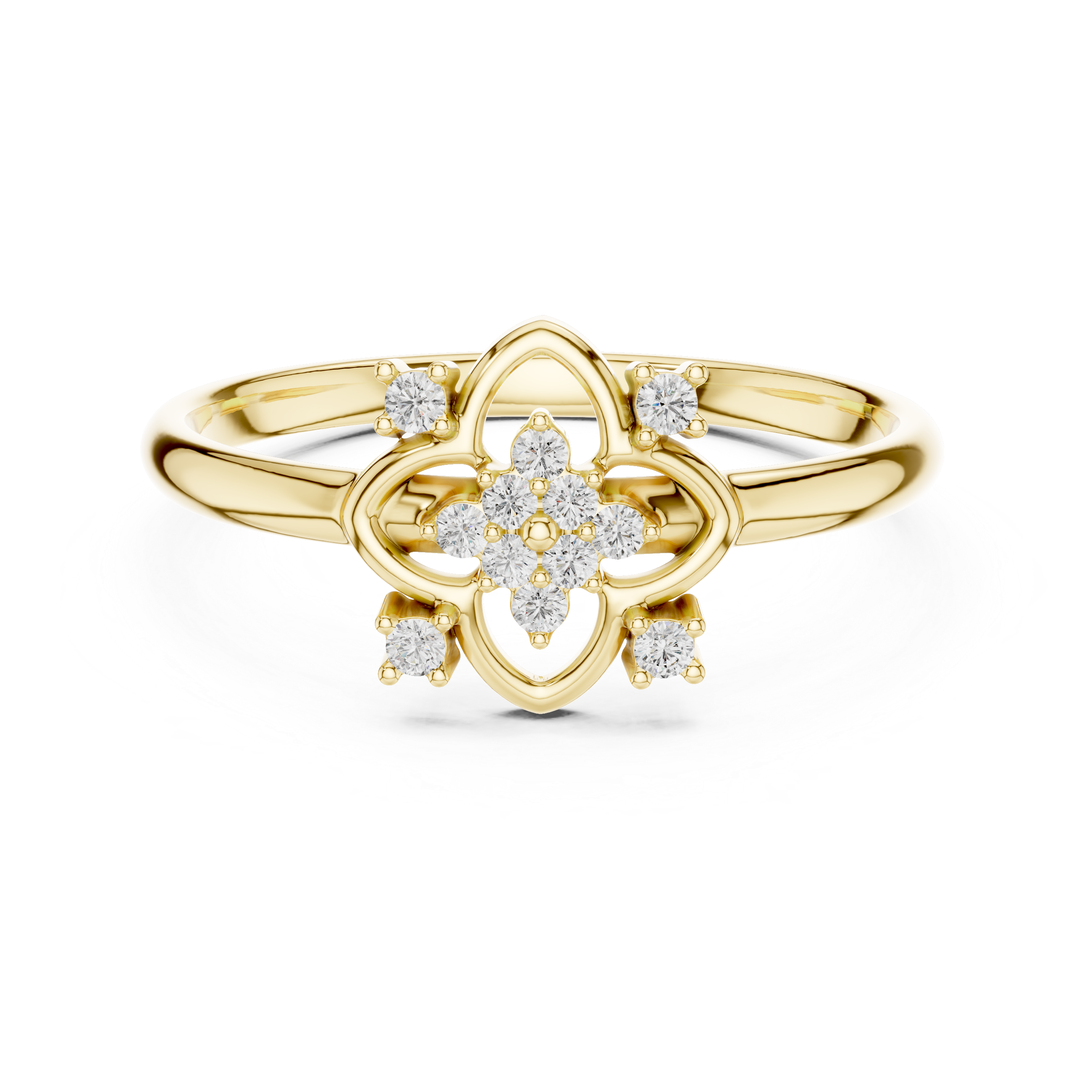 Floral Cluster Lab-Grown Diamond Ring in 14K/18K Gold | Kiashaa Jewellery