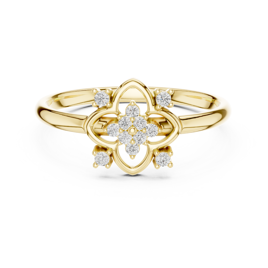 Floral Cluster Lab-Grown Diamond Ring in 14K/18K Gold | Kiashaa Jewellery