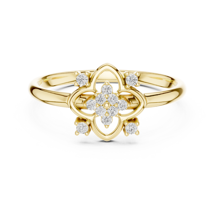 Floral Cluster Lab-Grown Diamond Ring in 14K/18K Gold | Kiashaa Jewellery