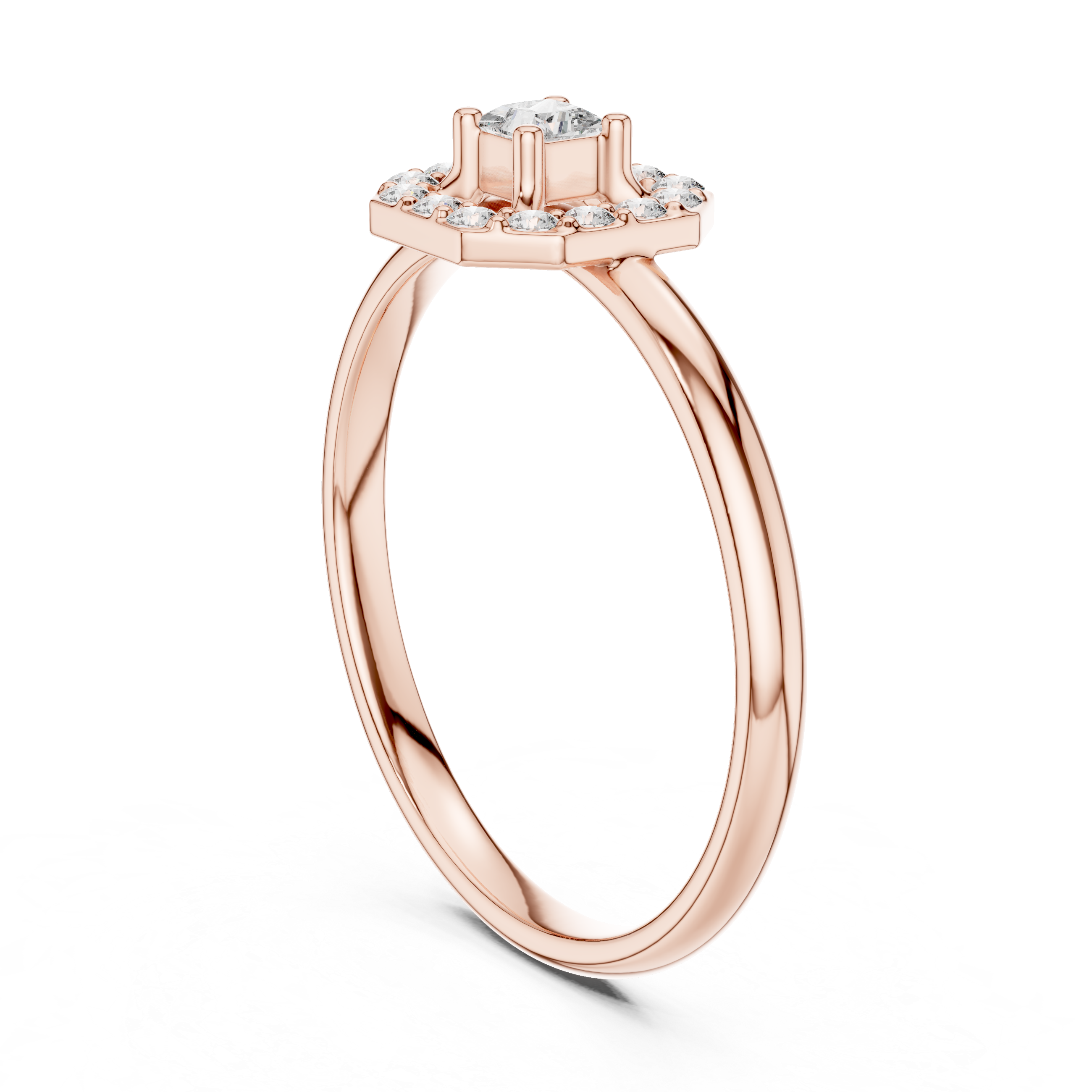 Halo Lab-Grown Diamond Ring in 14K/18K Gold | Kiashaa Jewellery
