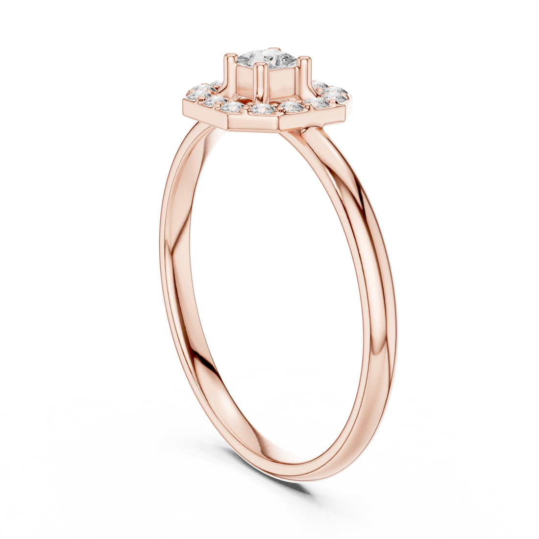 Halo Lab-Grown Diamond Ring in 14K/18K Gold | Kiashaa Jewellery