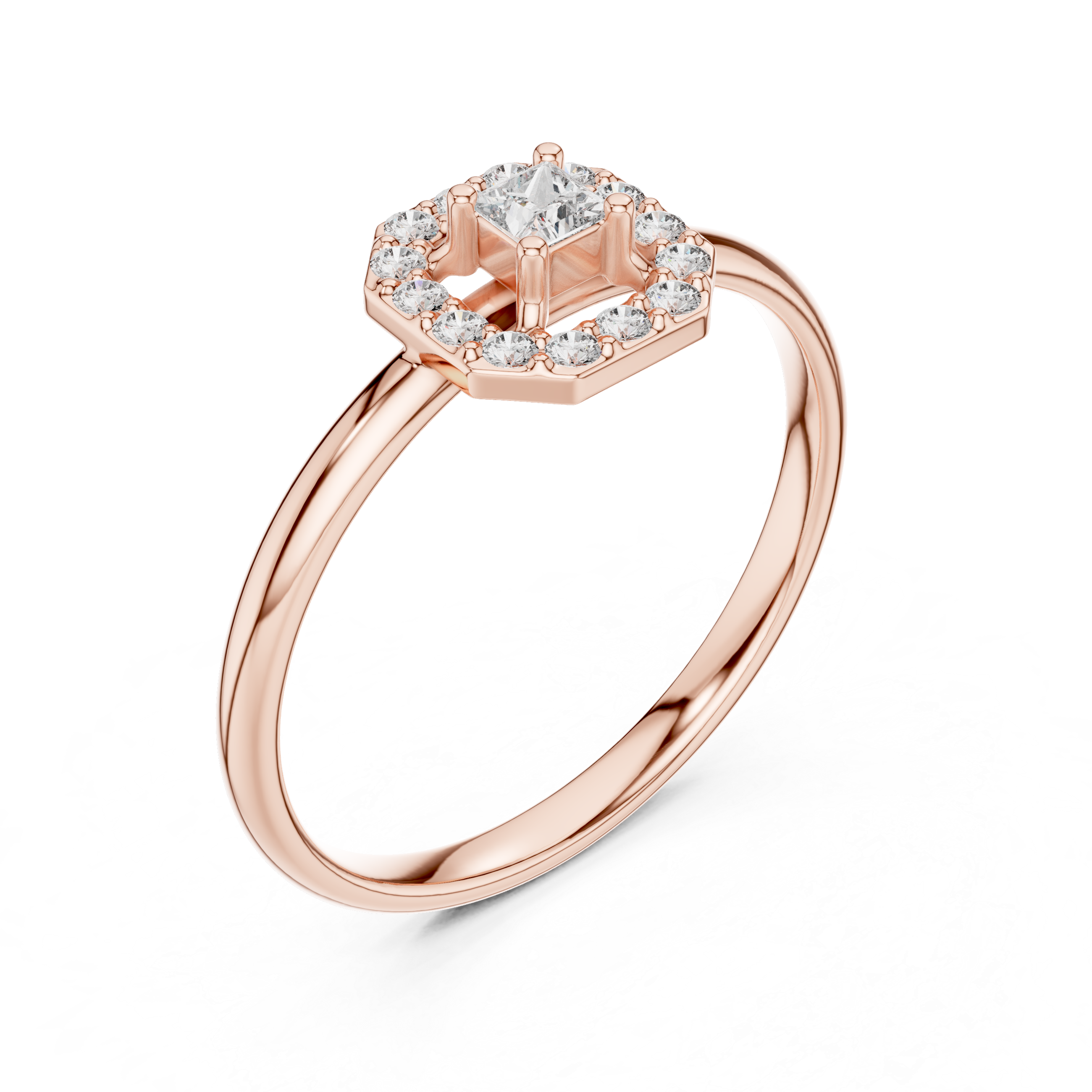 Halo Lab-Grown Diamond Ring in 14K/18K Gold | Kiashaa Jewellery