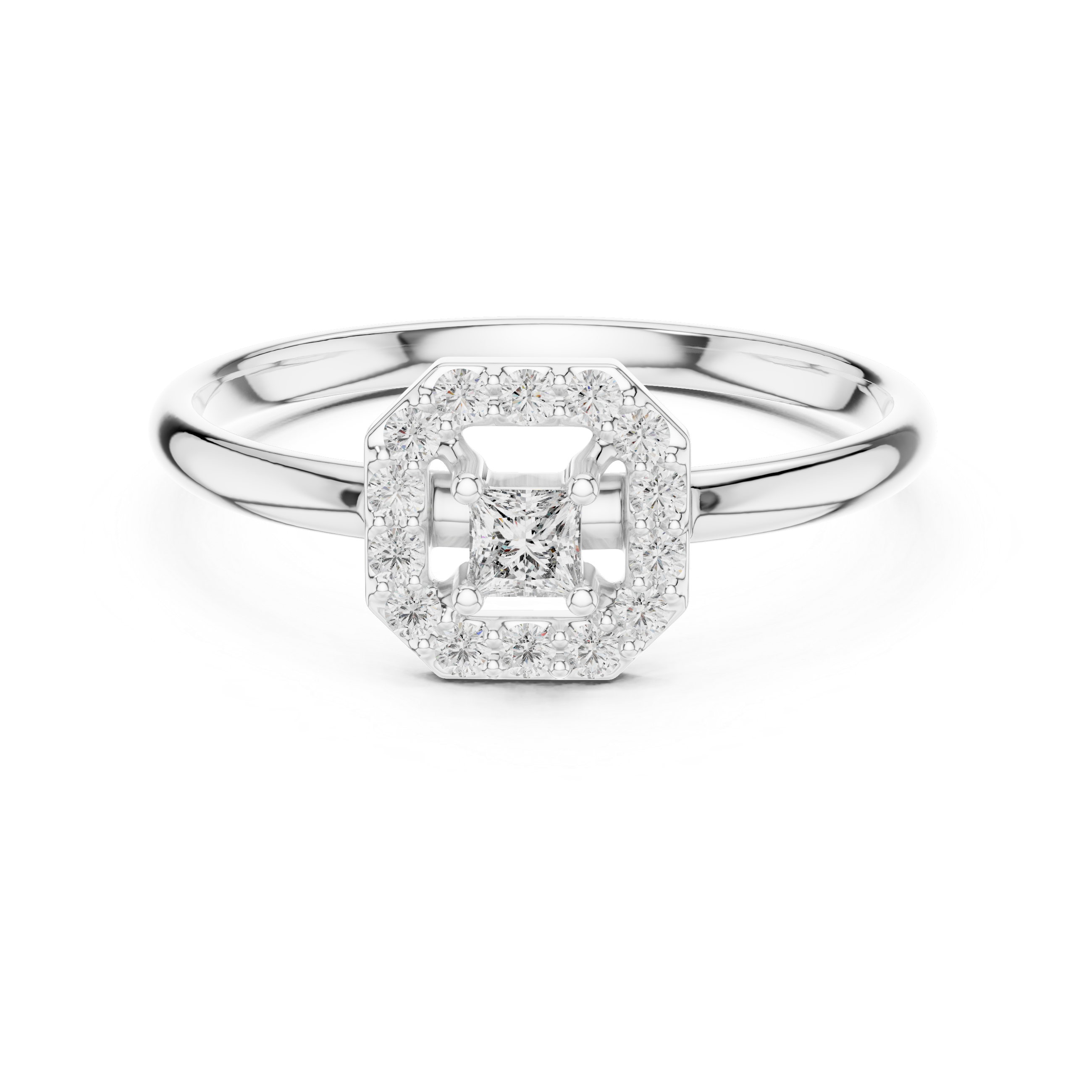 Halo Lab-Grown Diamond Ring in 14K/18K Gold | Kiashaa Jewellery