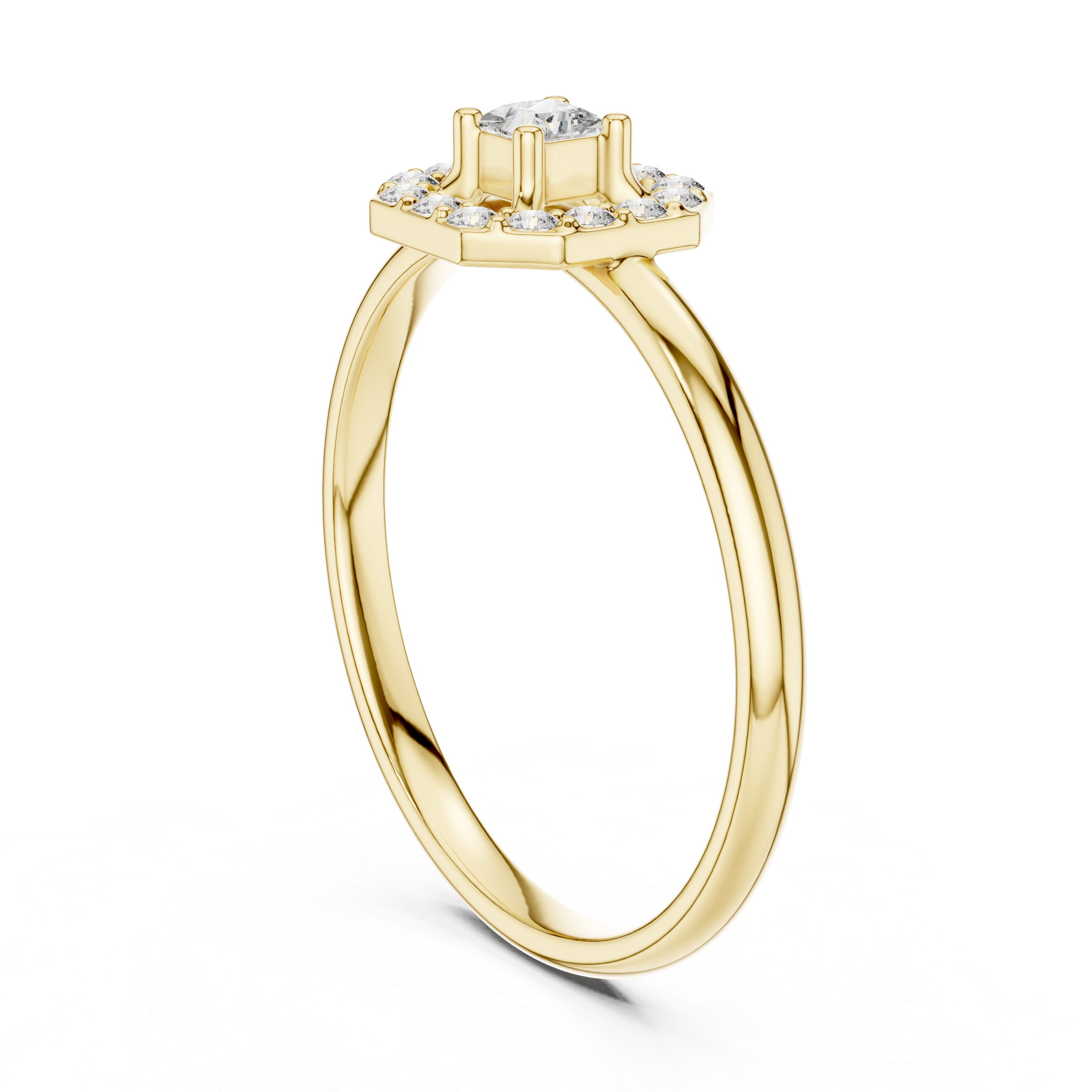 Halo Lab-Grown Diamond Ring in 14K/18K Gold | Kiashaa Jewellery