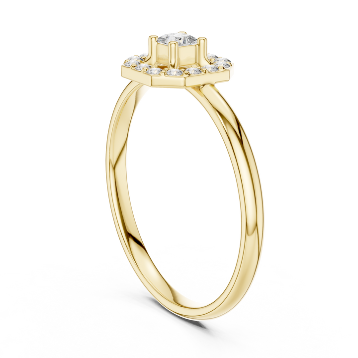 Halo Lab-Grown Diamond Ring in 14K/18K Gold | Kiashaa Jewellery