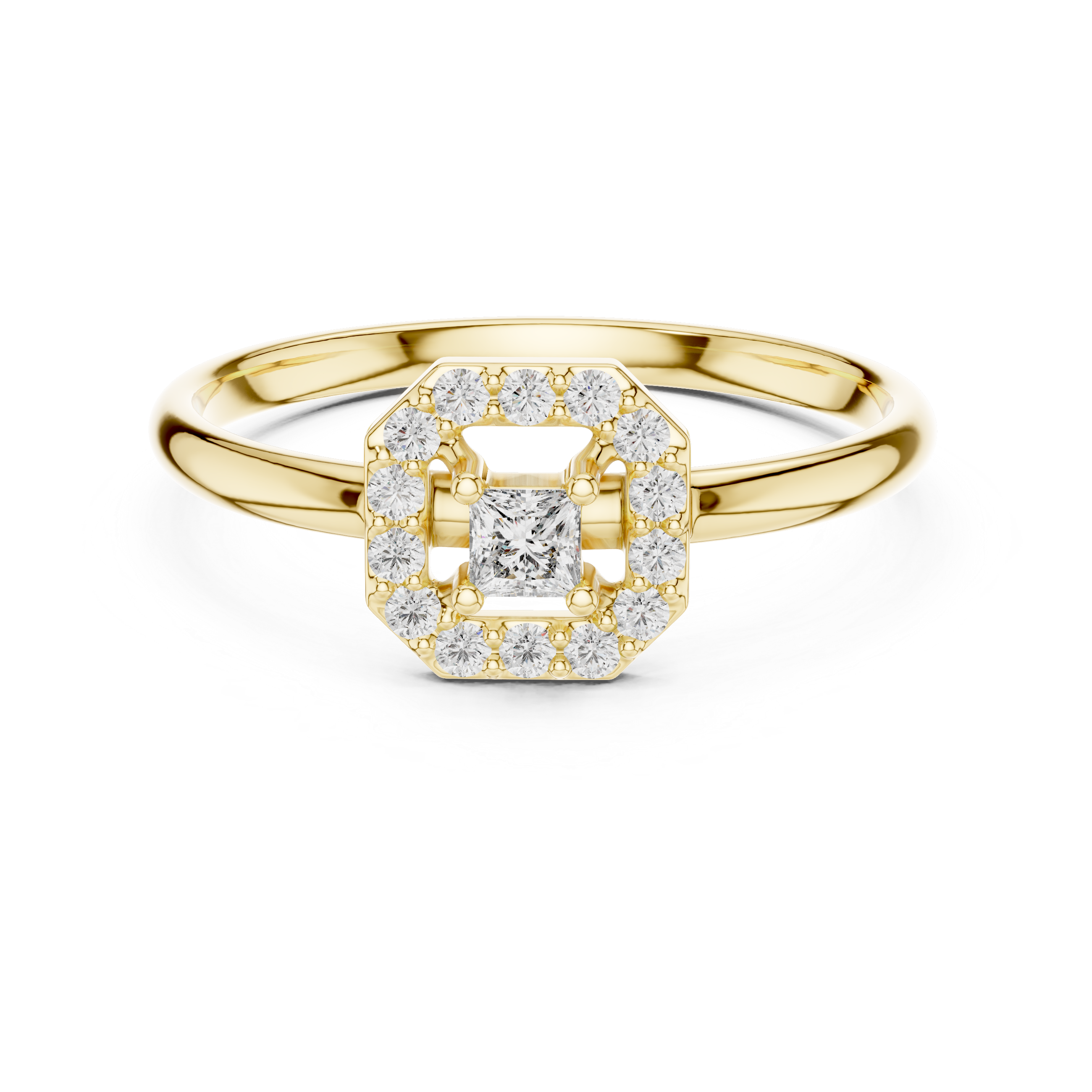 Halo Lab-Grown Diamond Ring in 14K/18K Gold | Kiashaa Jewellery