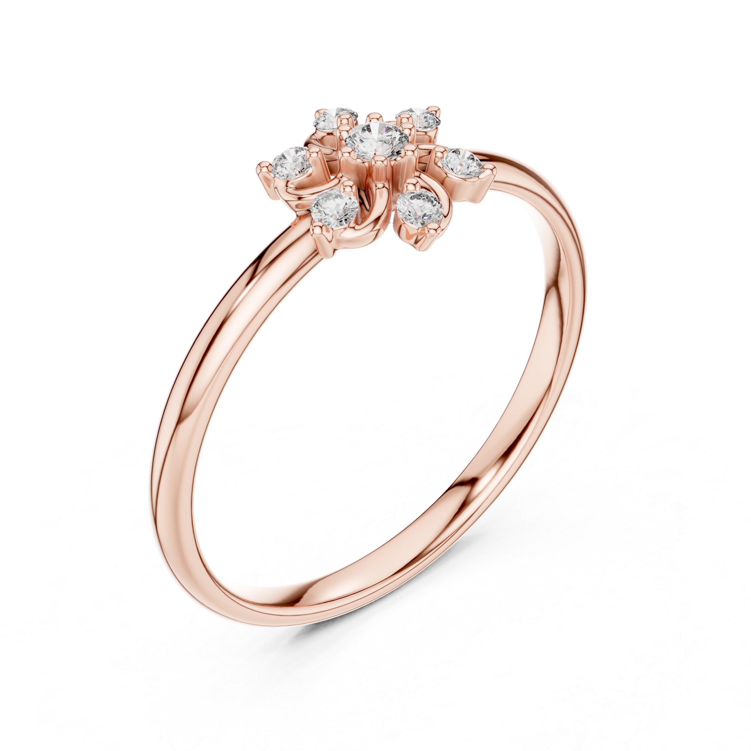 Petite Floral Lab-Grown Diamond Ring in 14K/18K Gold | Kiashaa Jewellery
