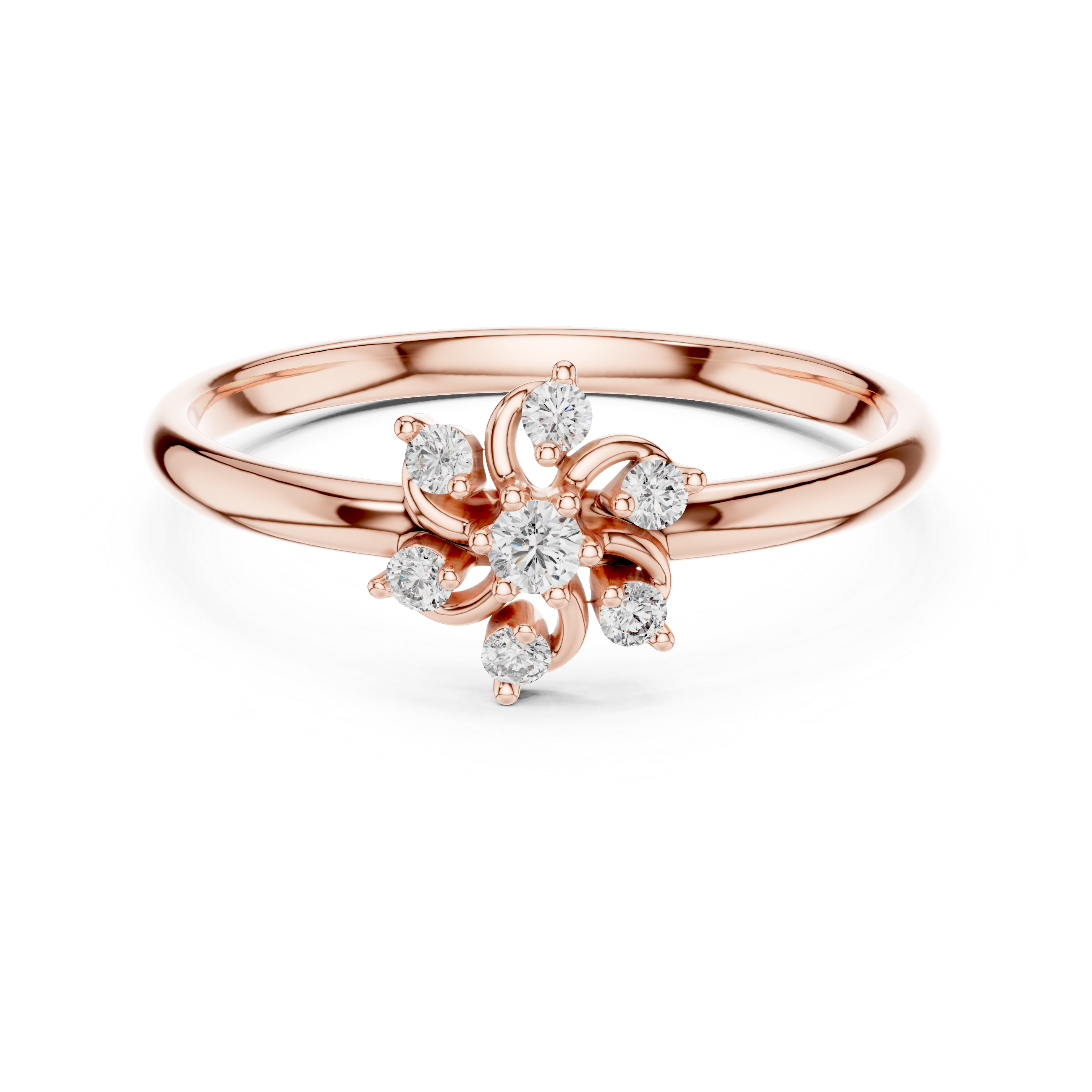 Petite Floral Lab-Grown Diamond Ring in 14K/18K Gold | Kiashaa Jewellery