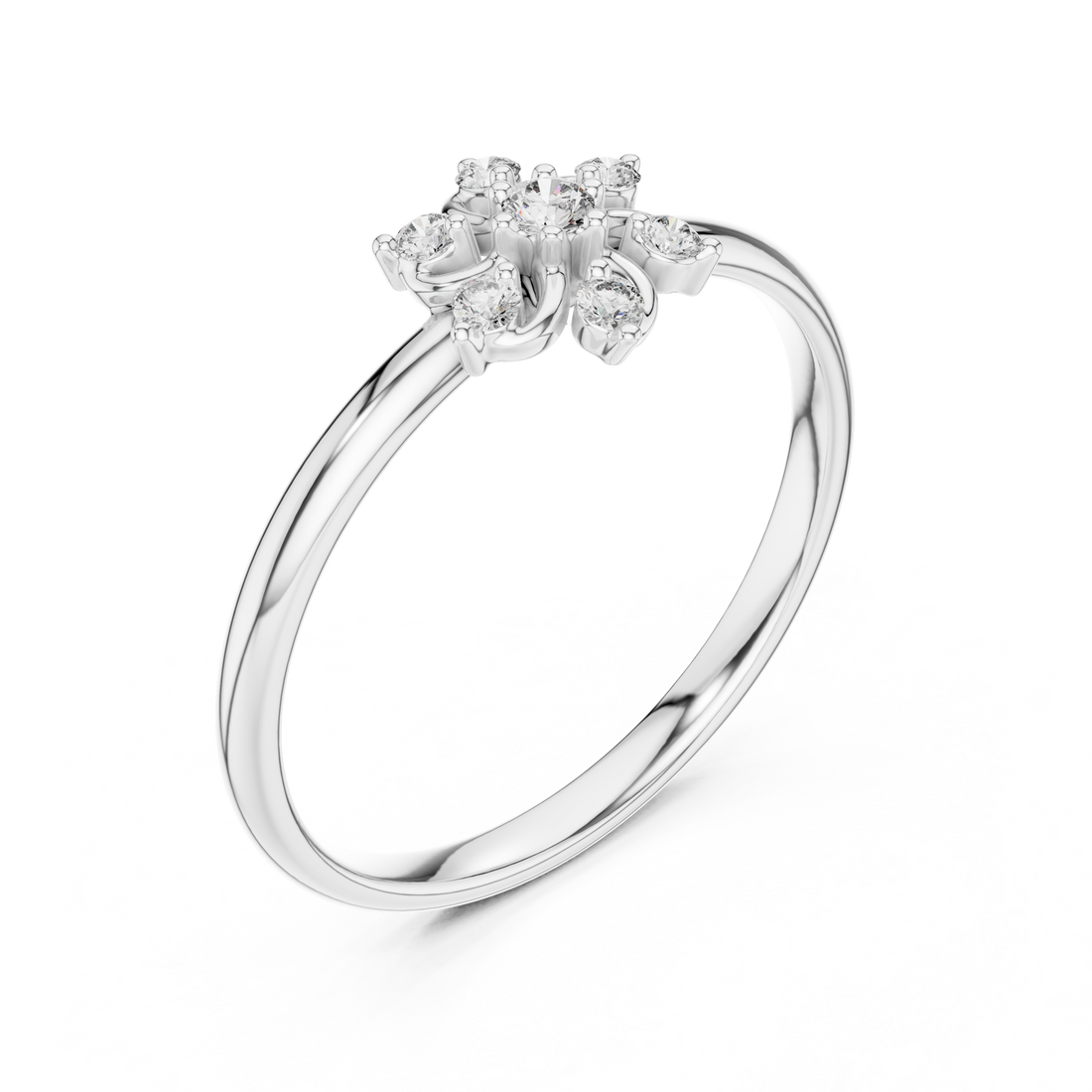 Petite Floral Lab-Grown Diamond Ring in 14K/18K Gold | Kiashaa Jewellery