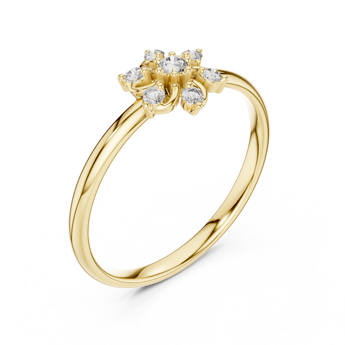 Petite Floral Lab-Grown Diamond Ring in 14K/18K Gold | Kiashaa Jewellery