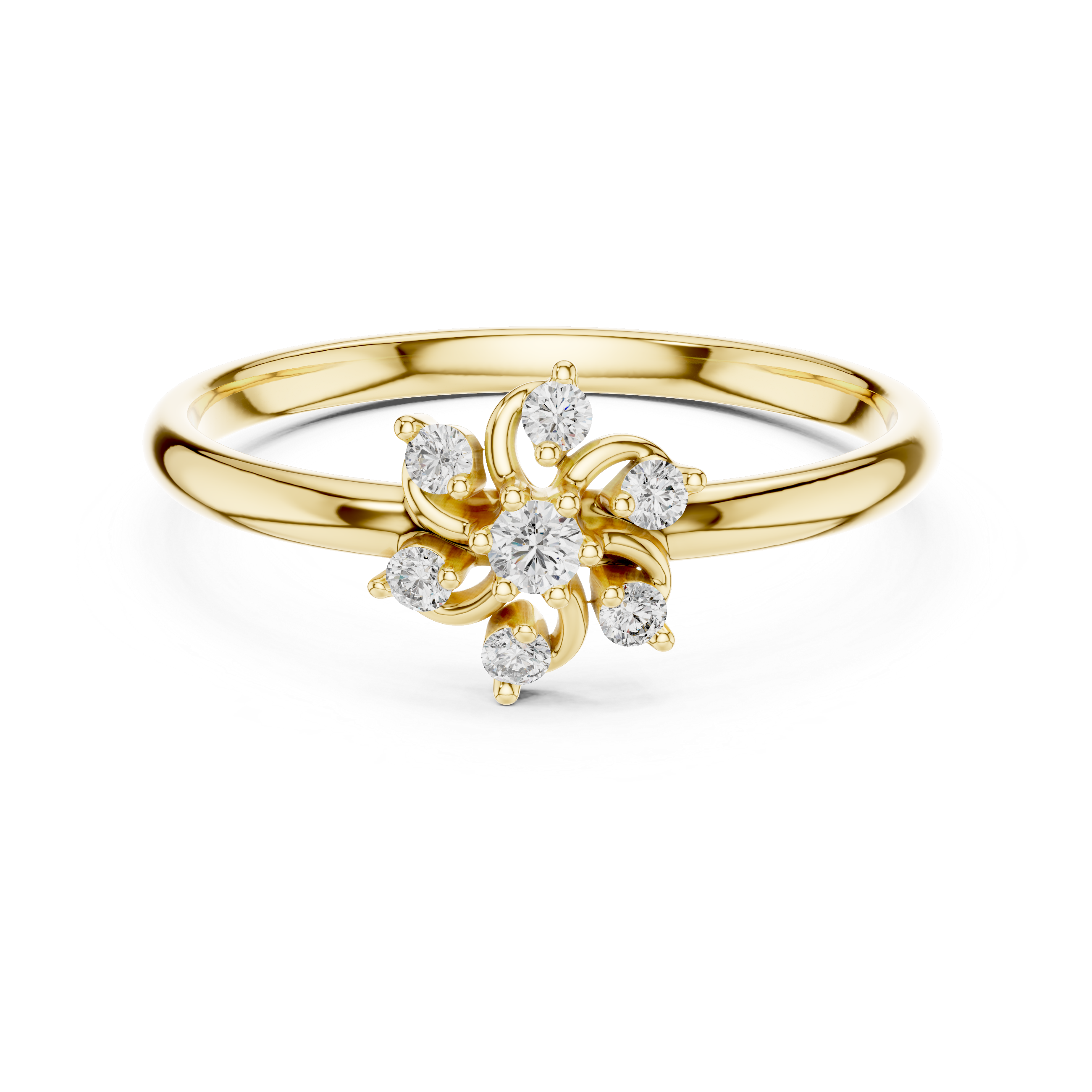 Petite Floral Lab-Grown Diamond Ring in 14K/18K Gold | Kiashaa Jewellery