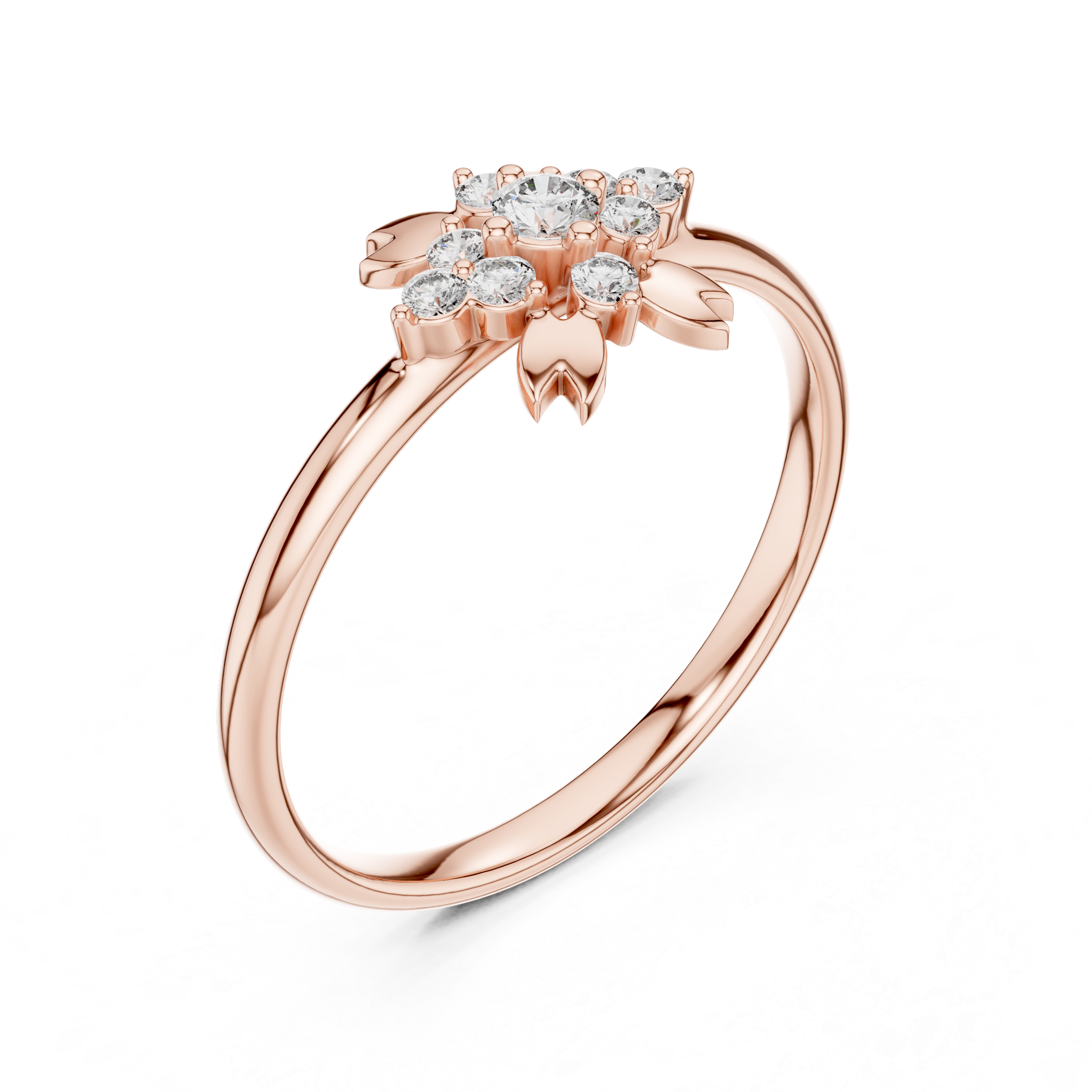 Floral Cluster Lab-Grown Diamond Ring in 14K/18K Gold | Kiashaa Jewellery