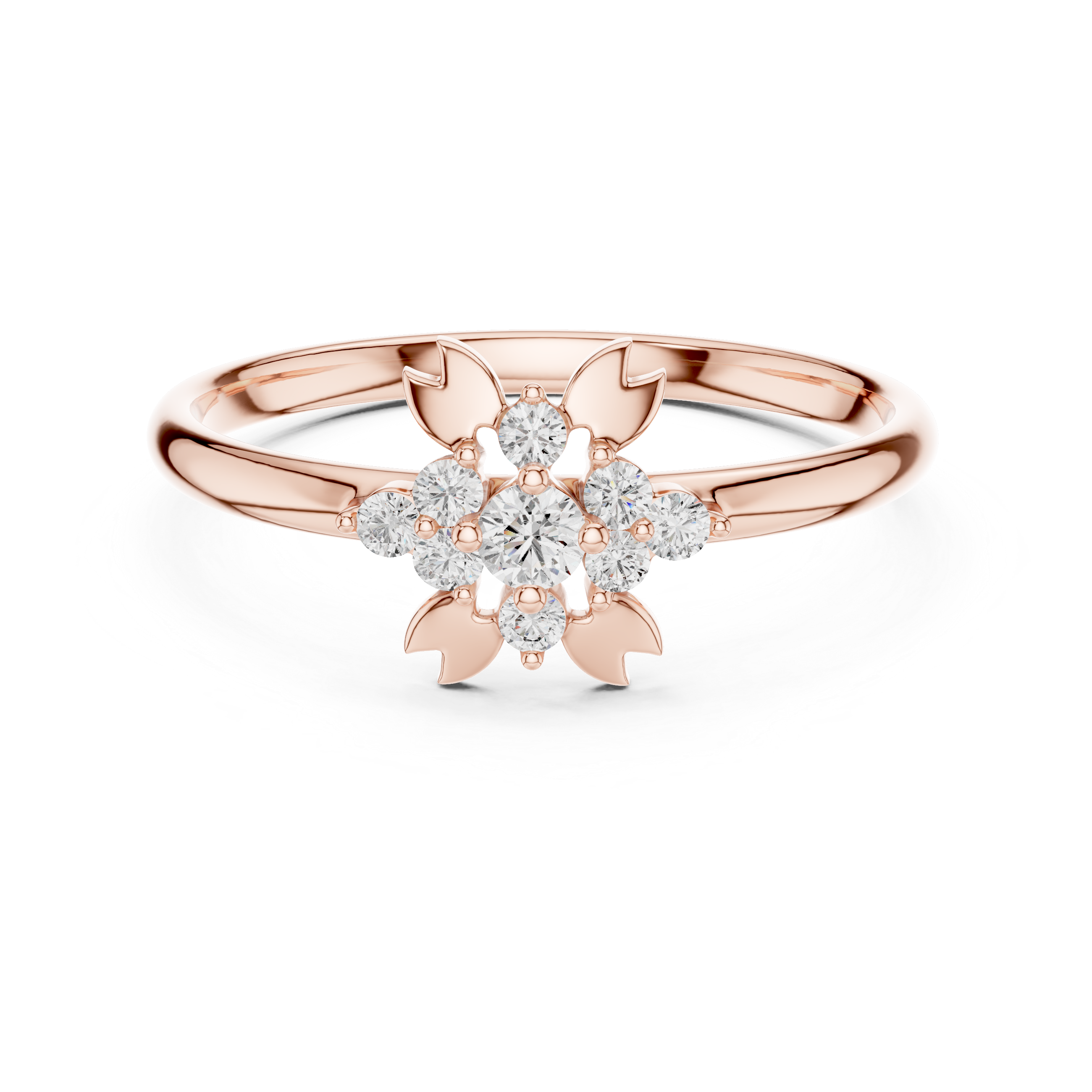Floral Cluster Lab-Grown Diamond Ring in 14K/18K Gold | Kiashaa Jewellery