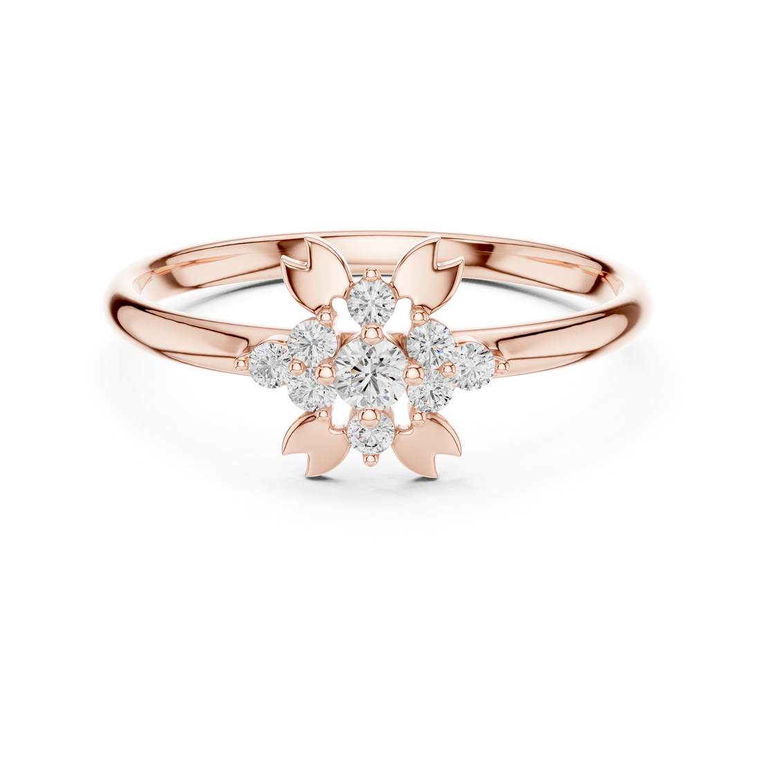 Floral Cluster Lab-Grown Diamond Ring in 14K/18K Gold | Kiashaa Jewellery