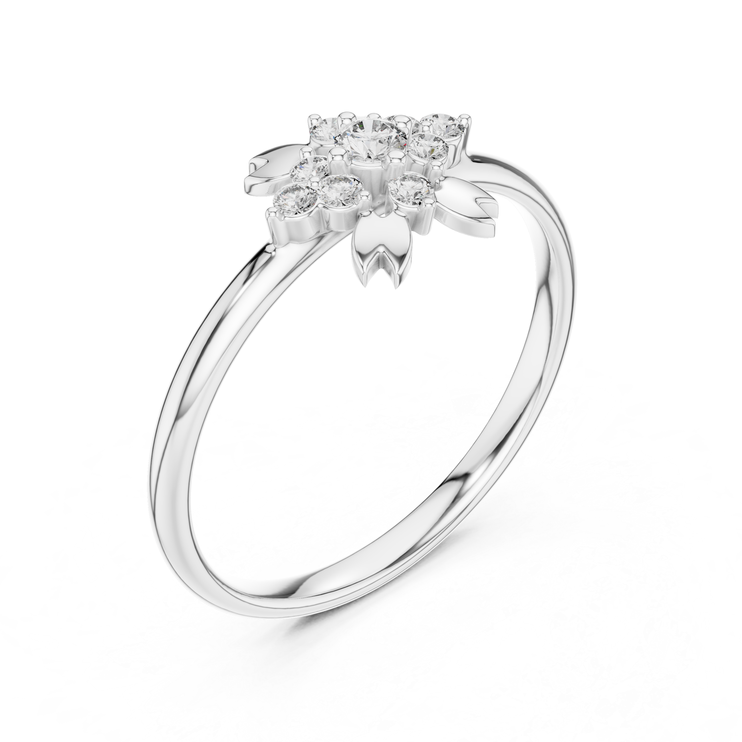 Floral Cluster Lab-Grown Diamond Ring in 14K/18K Gold | Kiashaa Jewellery