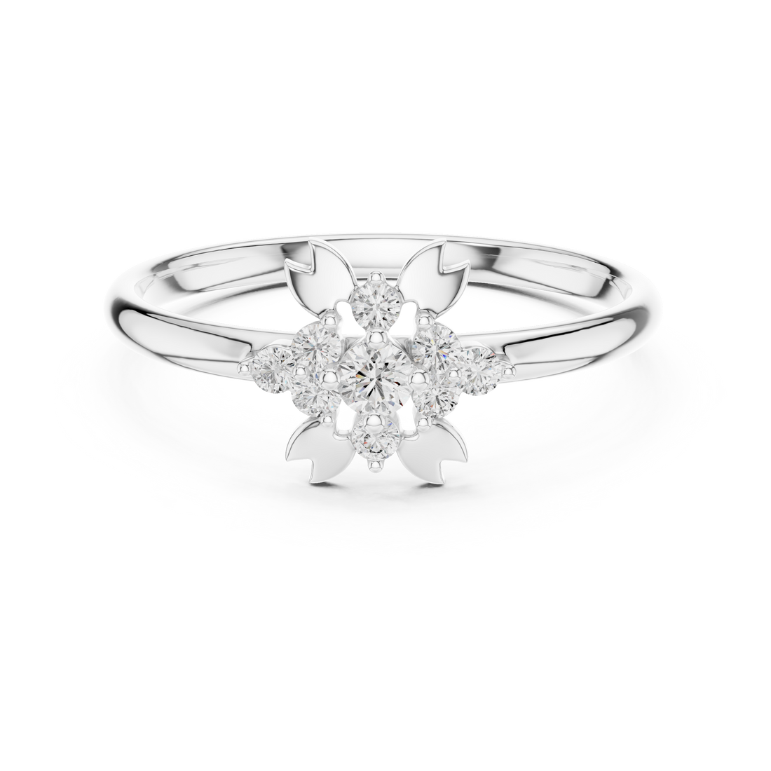 Floral Cluster Lab-Grown Diamond Ring in 14K/18K Gold | Kiashaa Jewellery