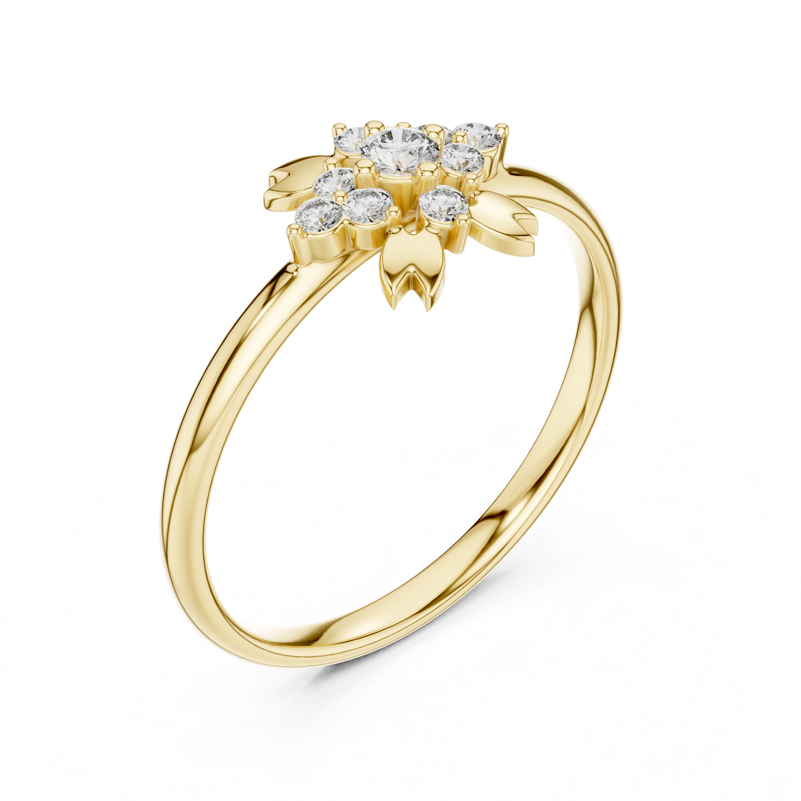Floral Cluster Lab-Grown Diamond Ring in 14K/18K Gold | Kiashaa Jewellery