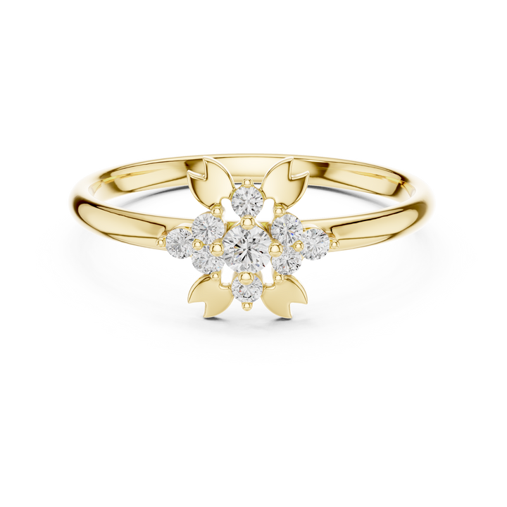 Floral Cluster Lab-Grown Diamond Ring in 14K/18K Gold | Kiashaa Jewellery
