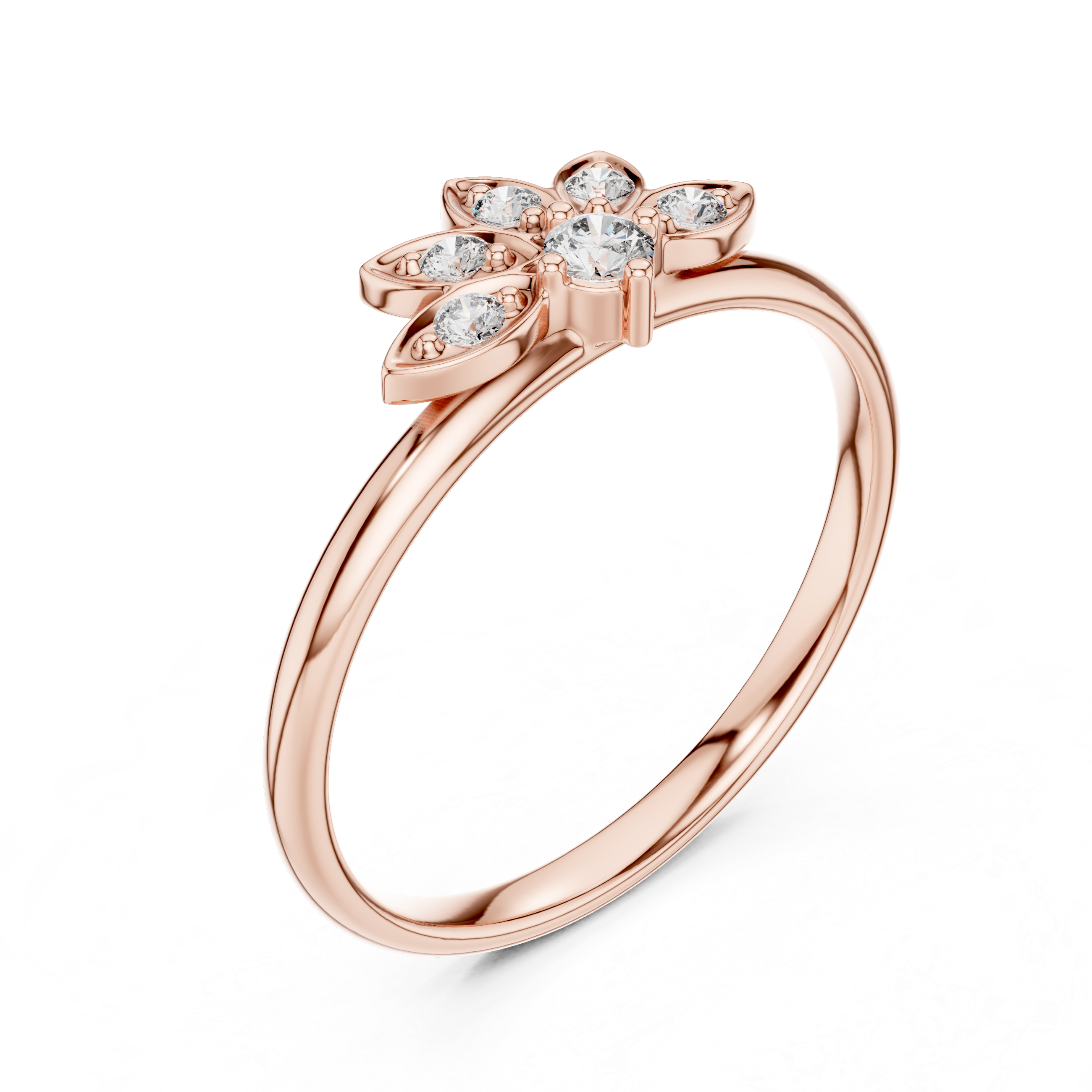Floral Blossom Lab-Grown Diamond Ring in 14K/18K Gold | Kiashaa Jewellery