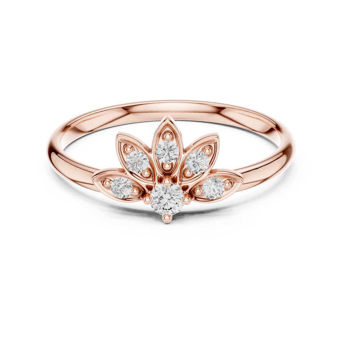 Floral Blossom Lab-Grown Diamond Ring in 14K/18K Gold | Kiashaa Jewellery
