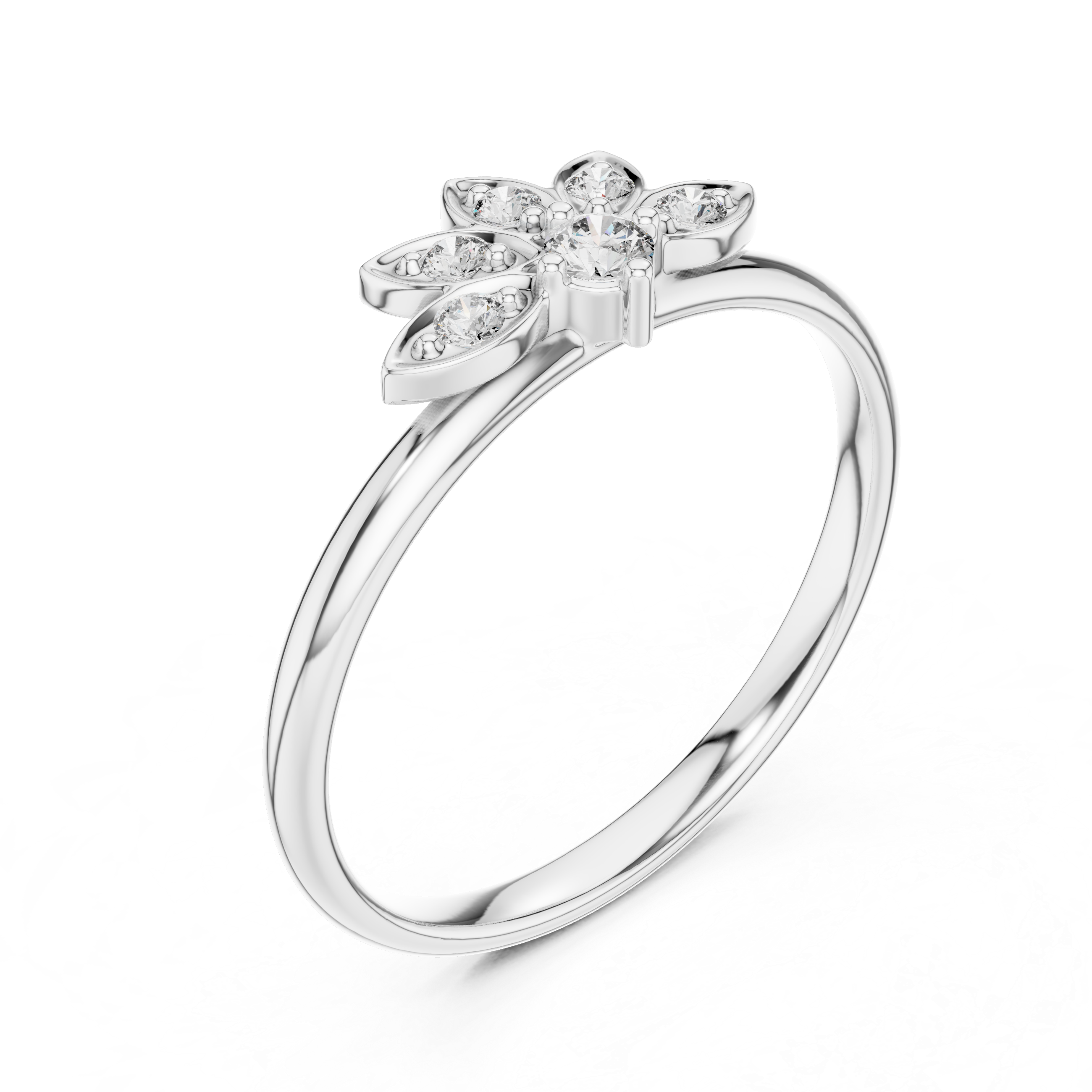Floral Blossom Lab-Grown Diamond Ring in 14K/18K Gold | Kiashaa Jewellery