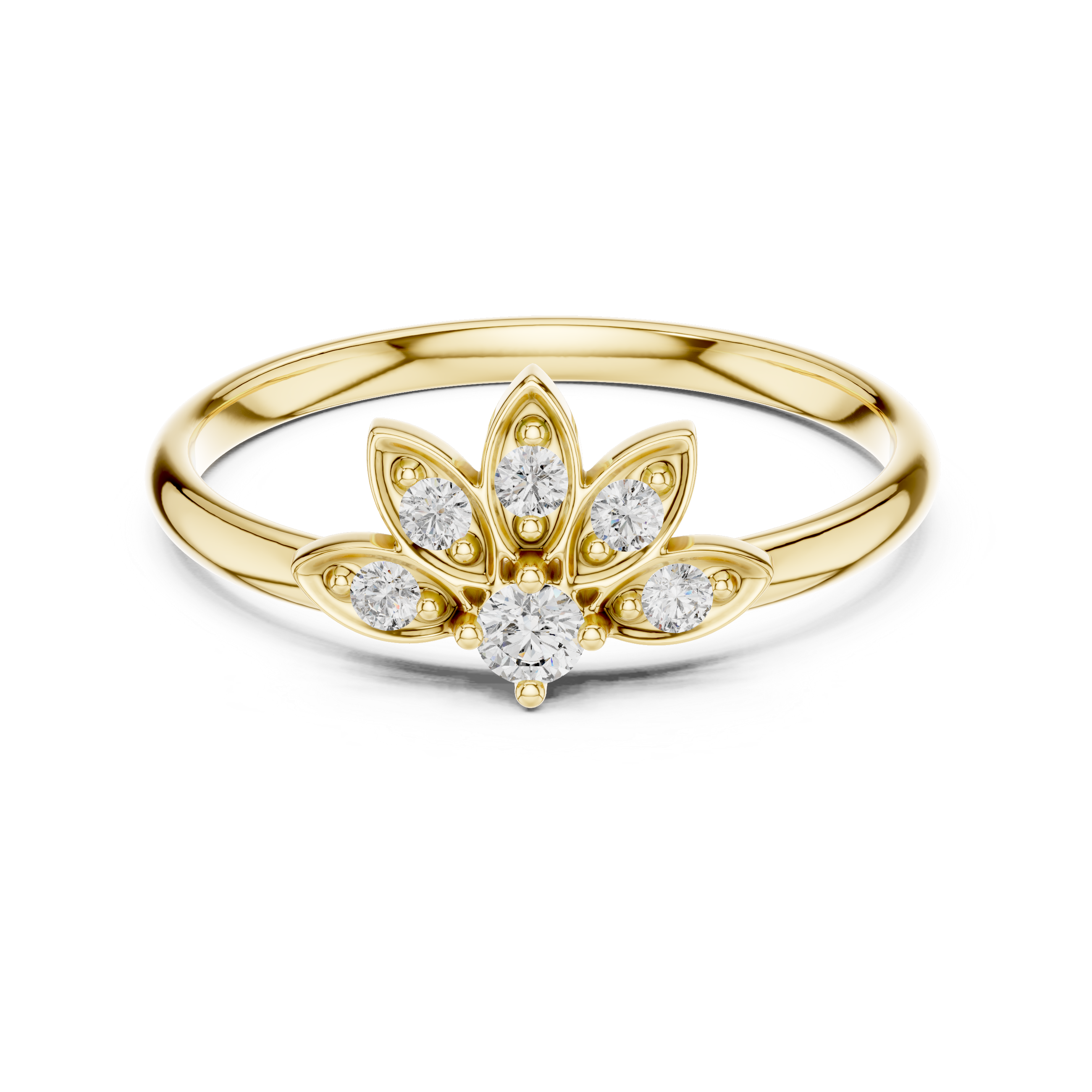 Floral Blossom Lab-Grown Diamond Ring in 14K/18K Gold | Kiashaa Jewellery