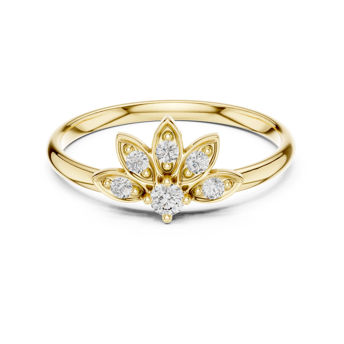 Floral Blossom Lab-Grown Diamond Ring in 14K/18K Gold | Kiashaa Jewellery