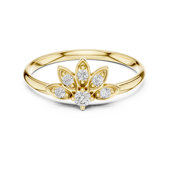 Floral Blossom Lab-Grown Diamond Ring in 14K/18K Gold | Kiashaa Jewellery
