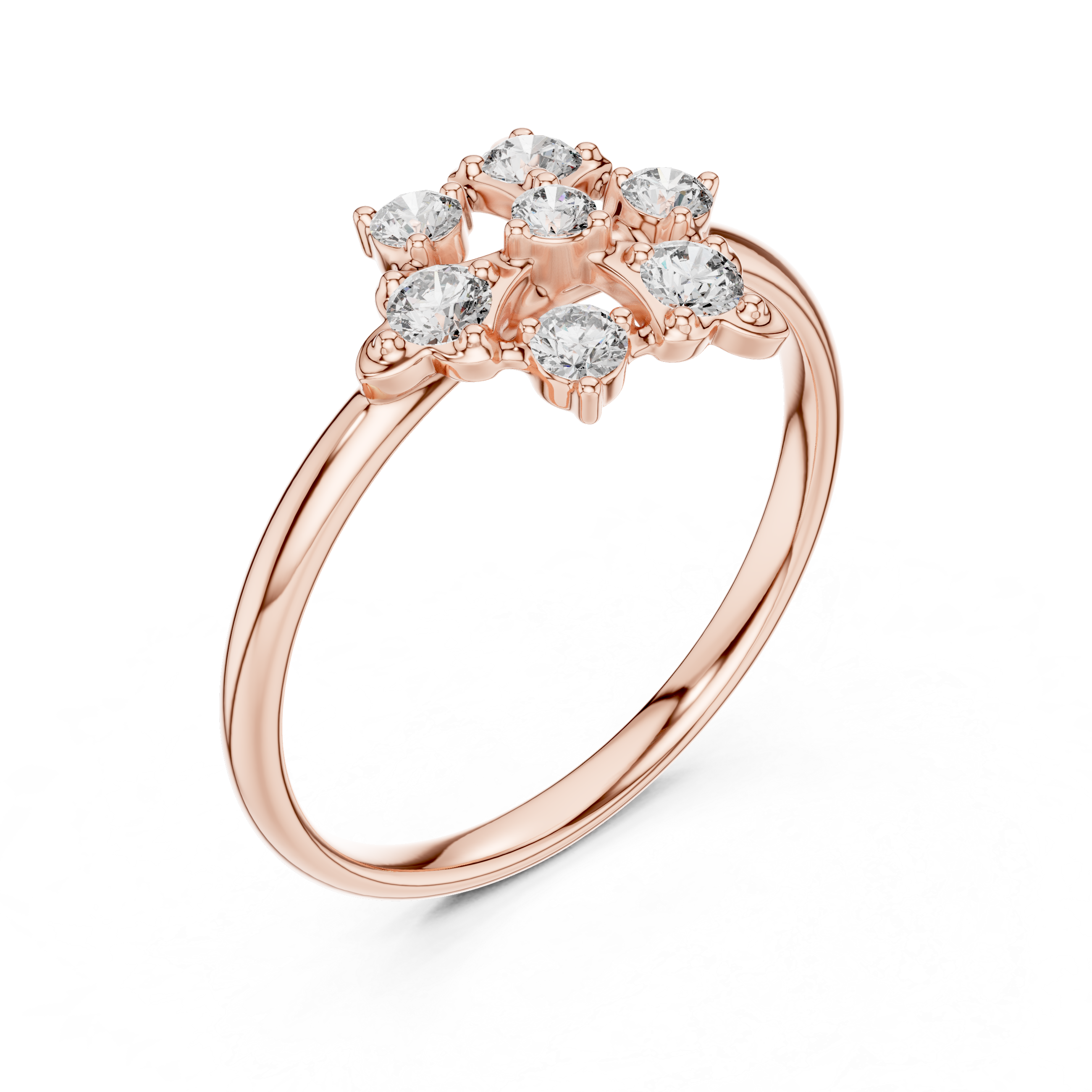 Rose Gold Floral Cluster Lab-Grown Diamond Ring