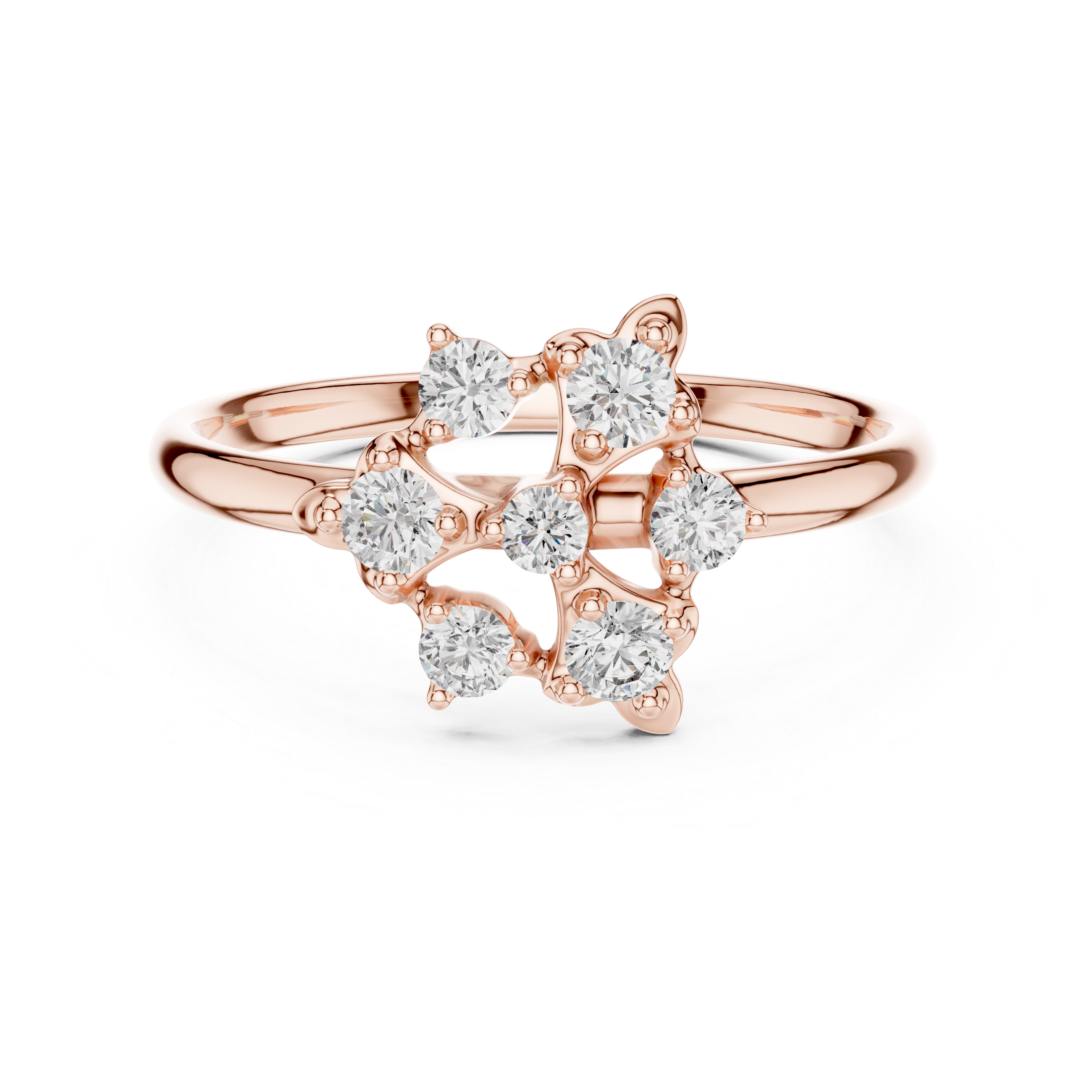 Rose Gold Floral Cluster Lab-Grown Diamond Ring