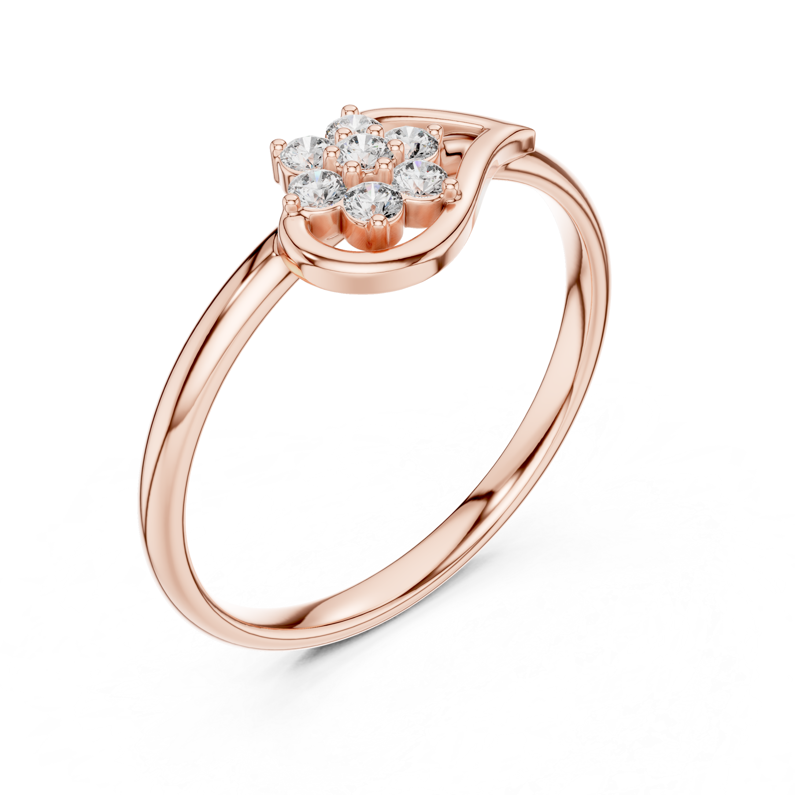 Elegant Twist Band Floral Lab-Grown Diamond Ring