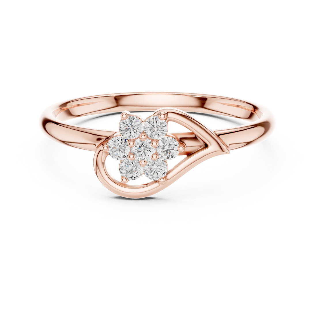 Elegant Twist Band Floral Lab-Grown Diamond Ring